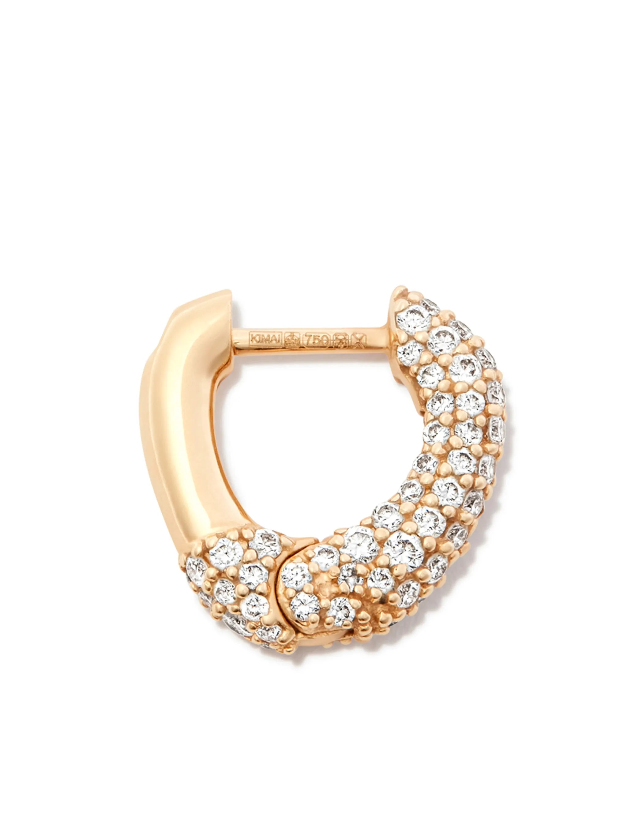 18kt yellow gold Chubby diamond hoop earring