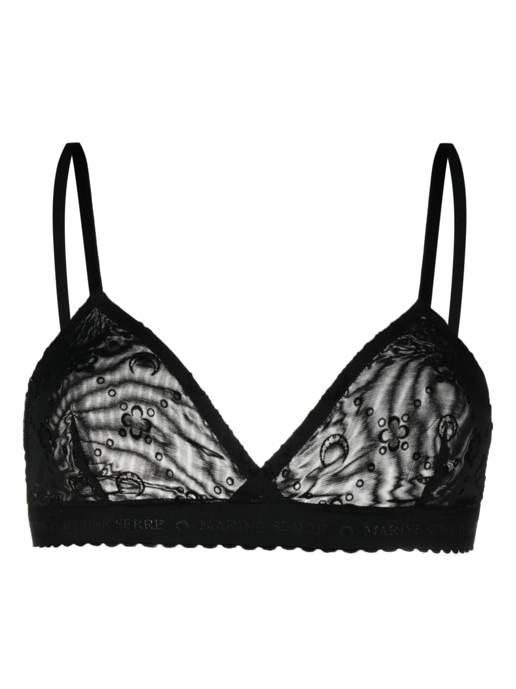 logo-flocked mesh bra