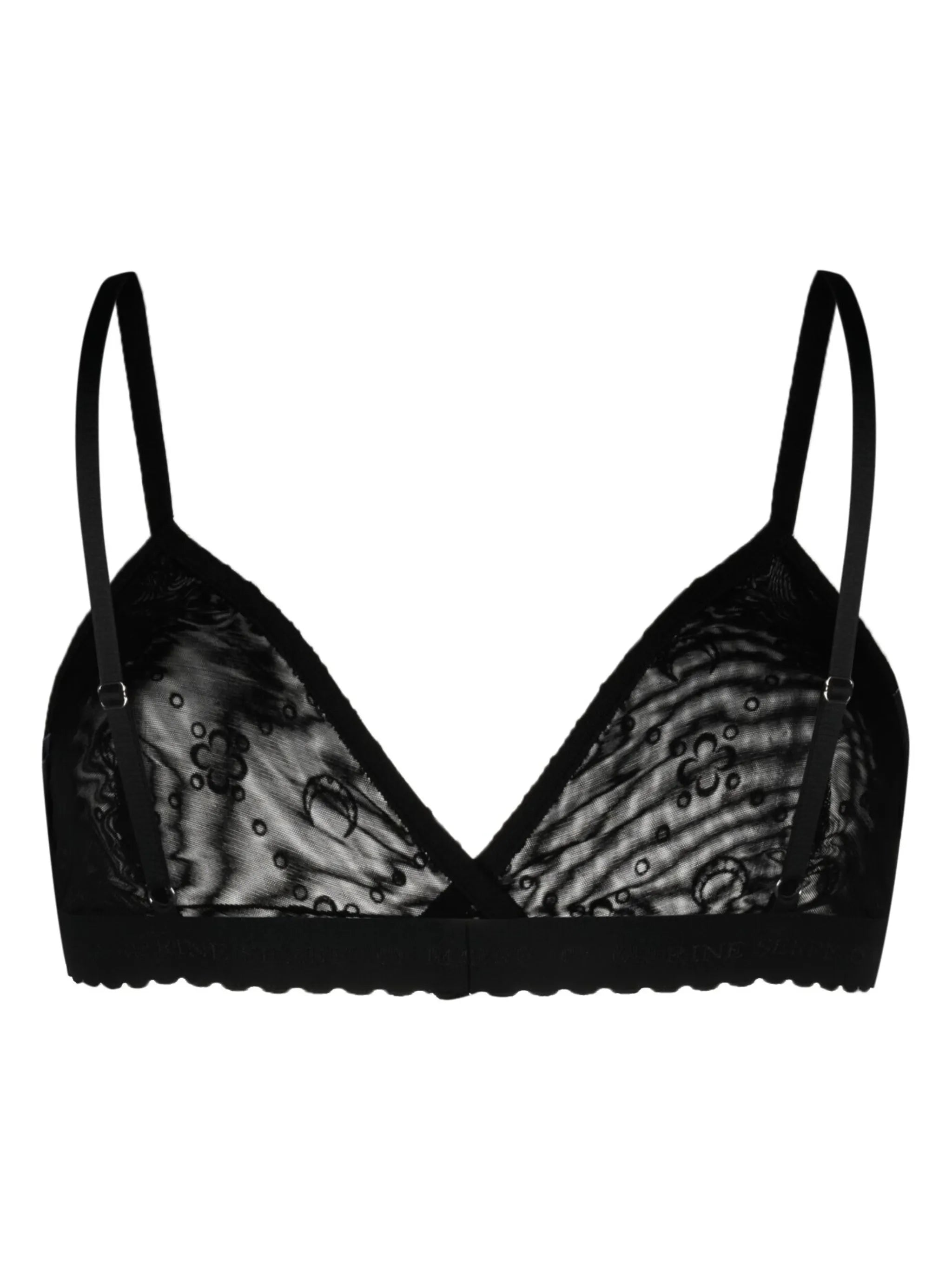 logo-flocked mesh bra
