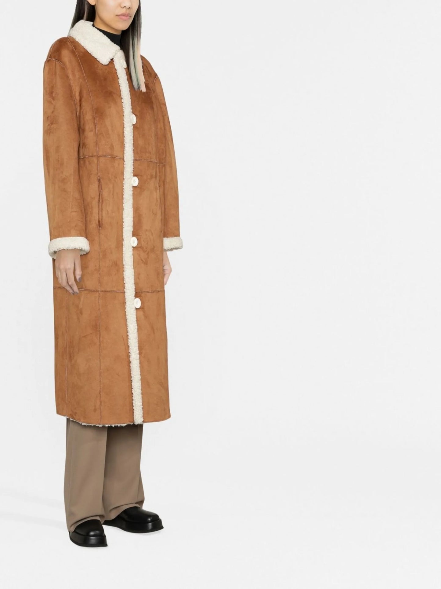 button-up faux-fur coat