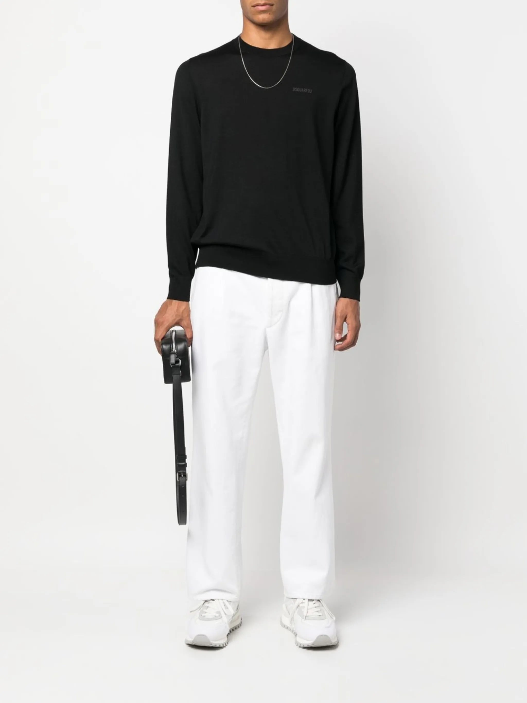 logo-print knitted jumper