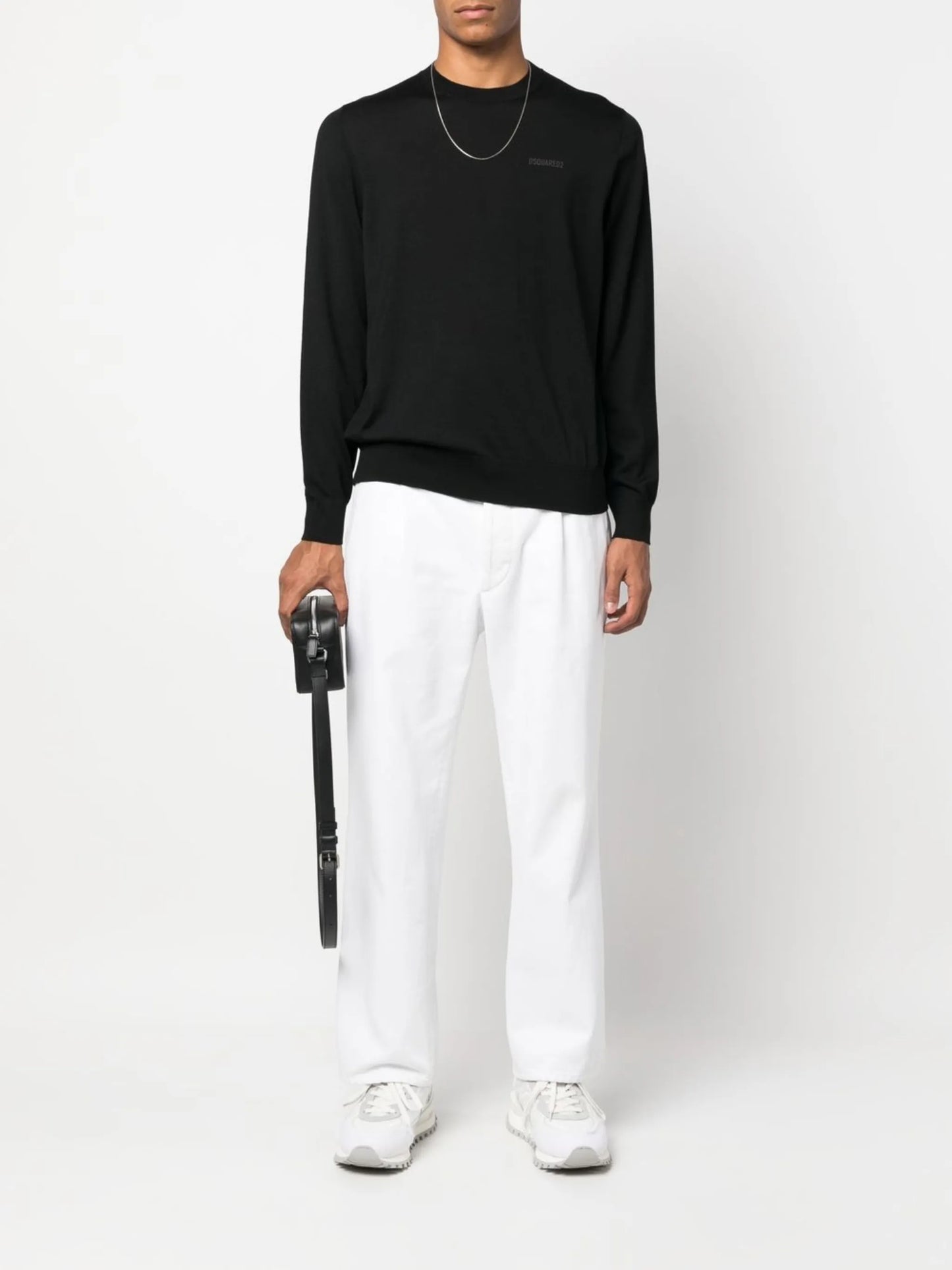 logo-print knitted jumper