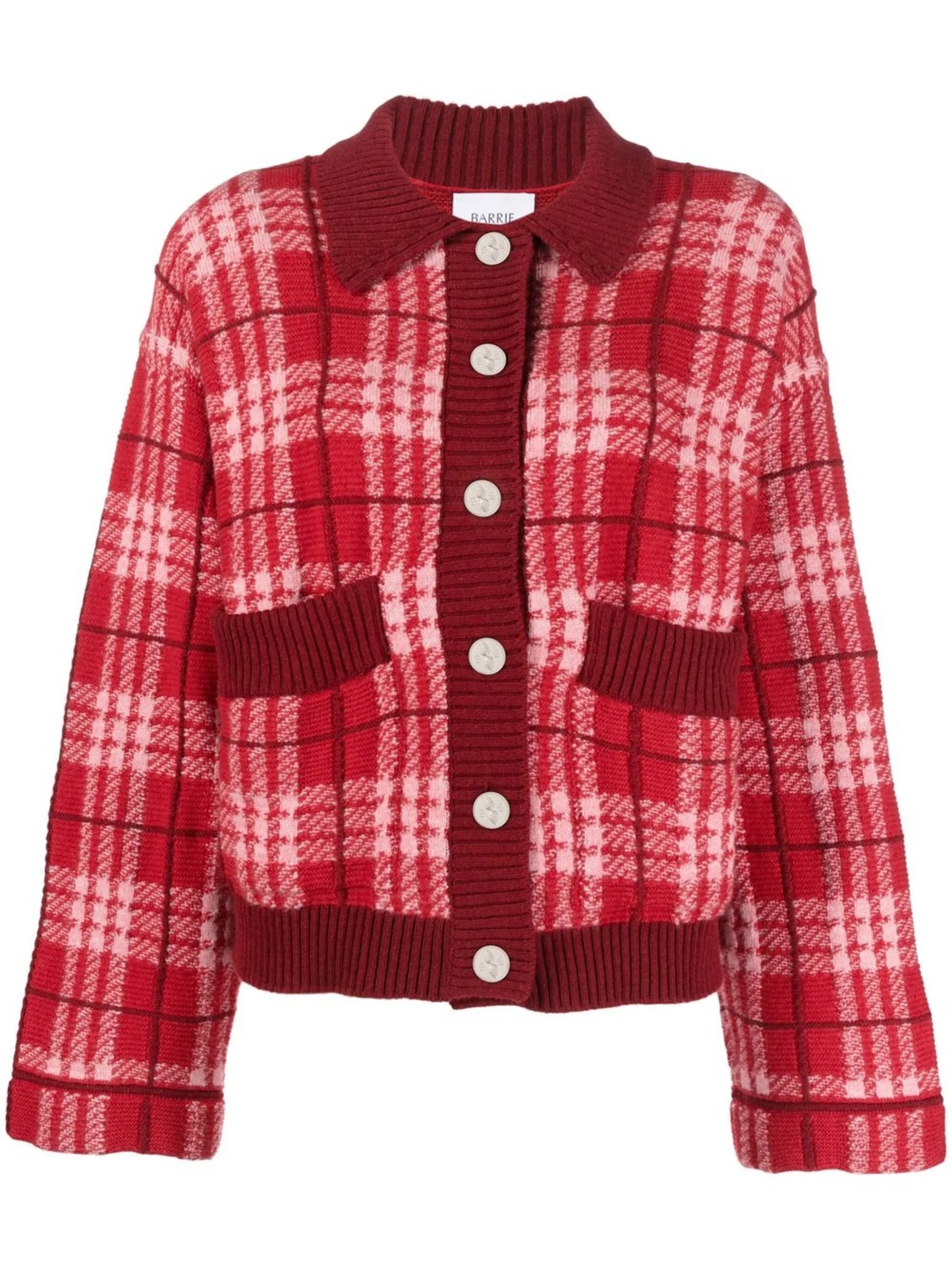 checked cashmere cardigan