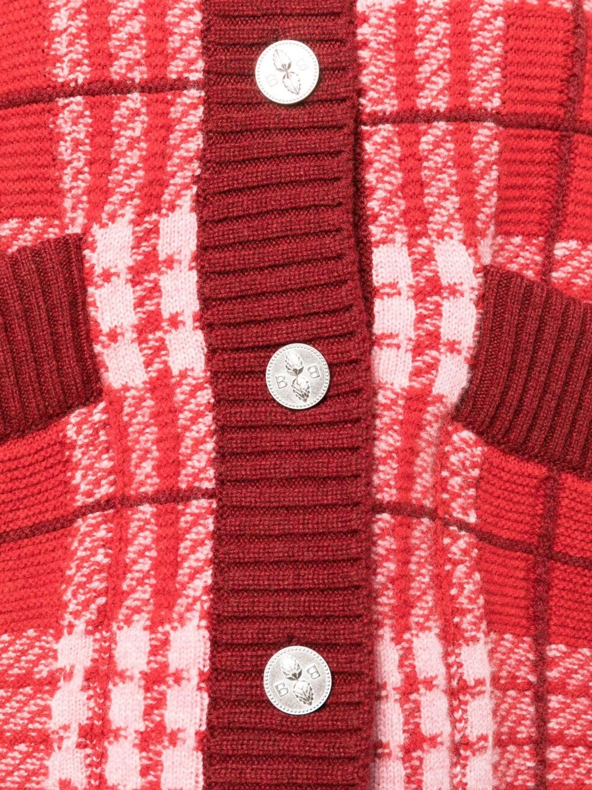 checked cashmere cardigan