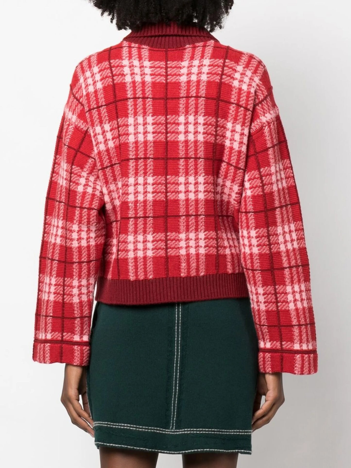 checked cashmere cardigan