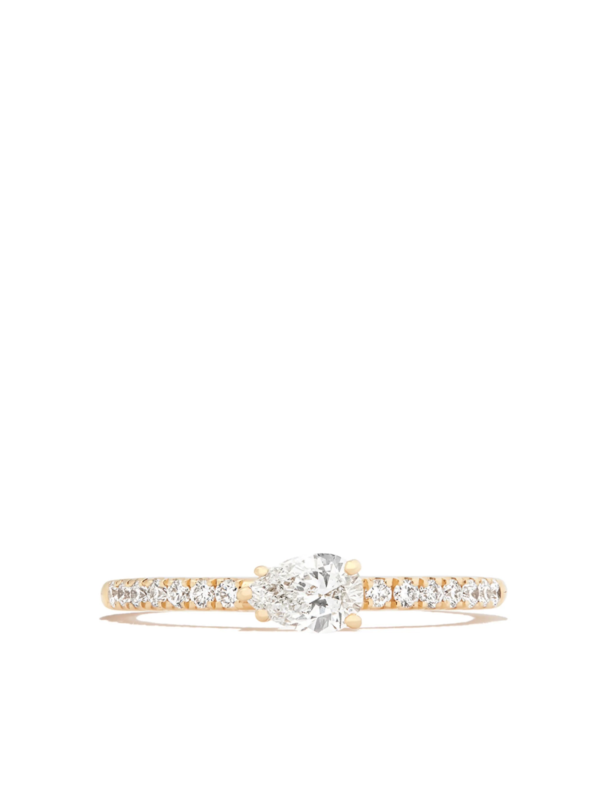 18kt yellow gold Sideways Pear diamond ring
