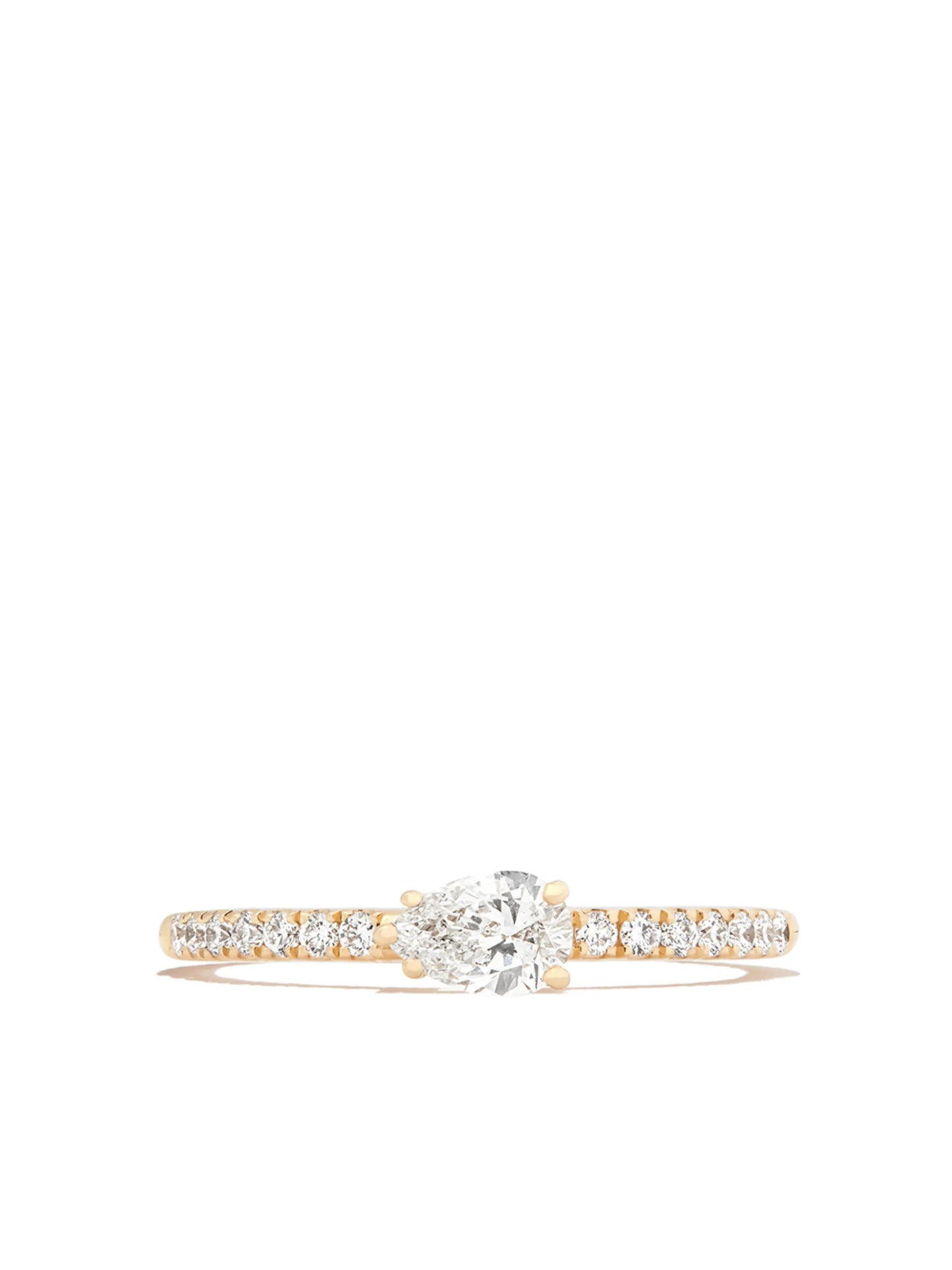 18kt yellow gold Sideways Pear diamond ring