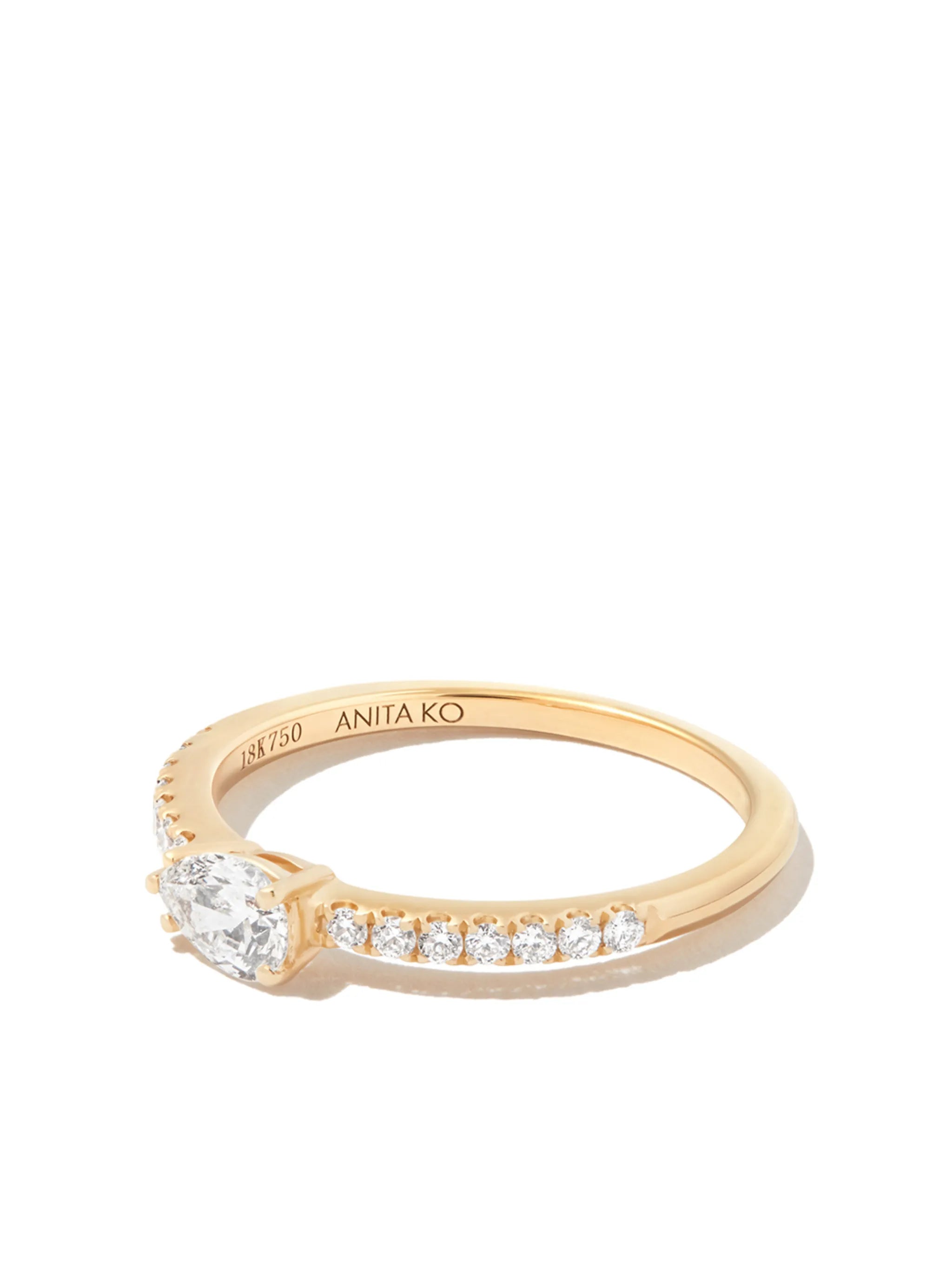 18kt yellow gold Sideways Pear diamond ring