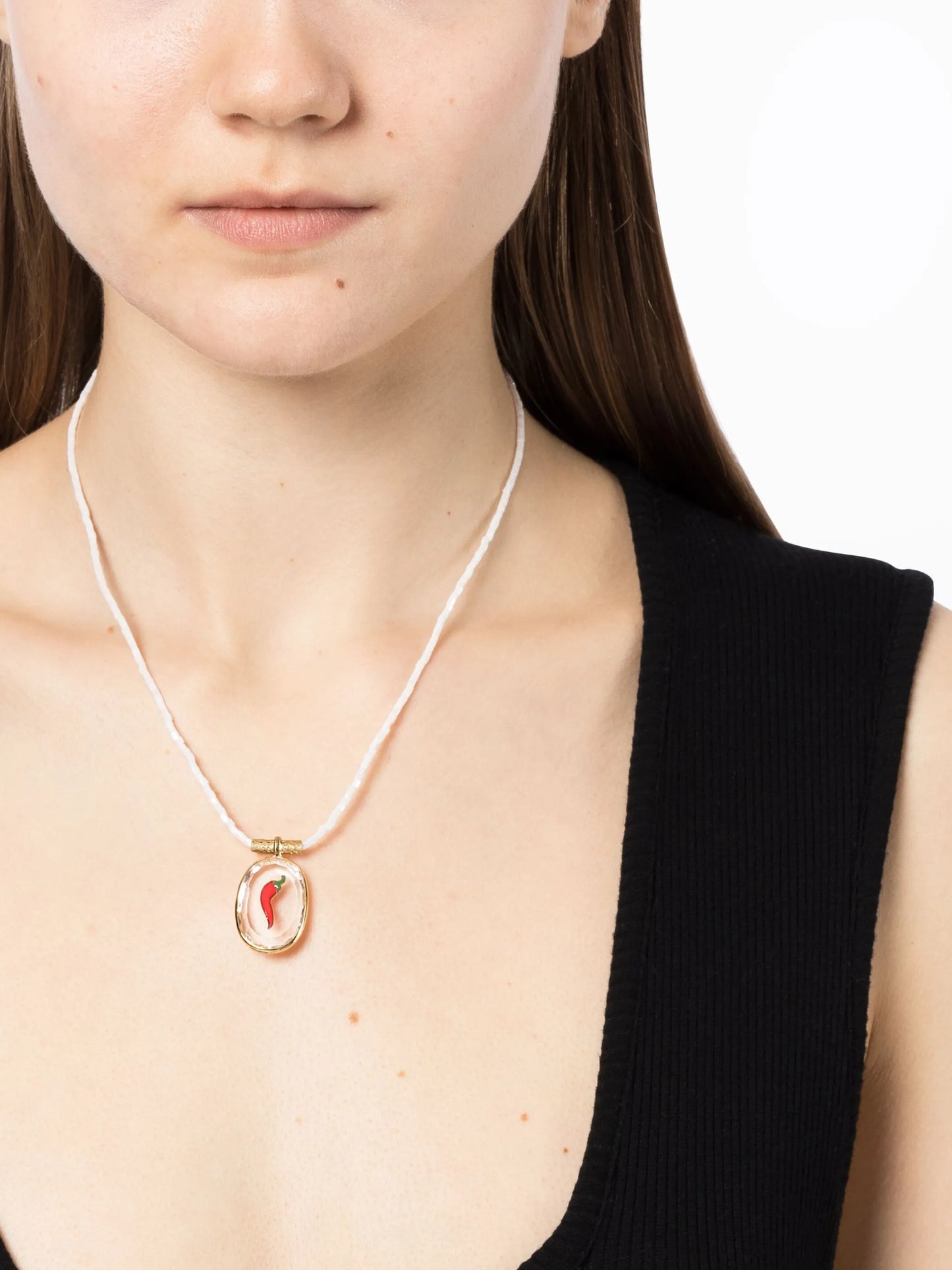 18kt yellow gold Pepper pendant necklace