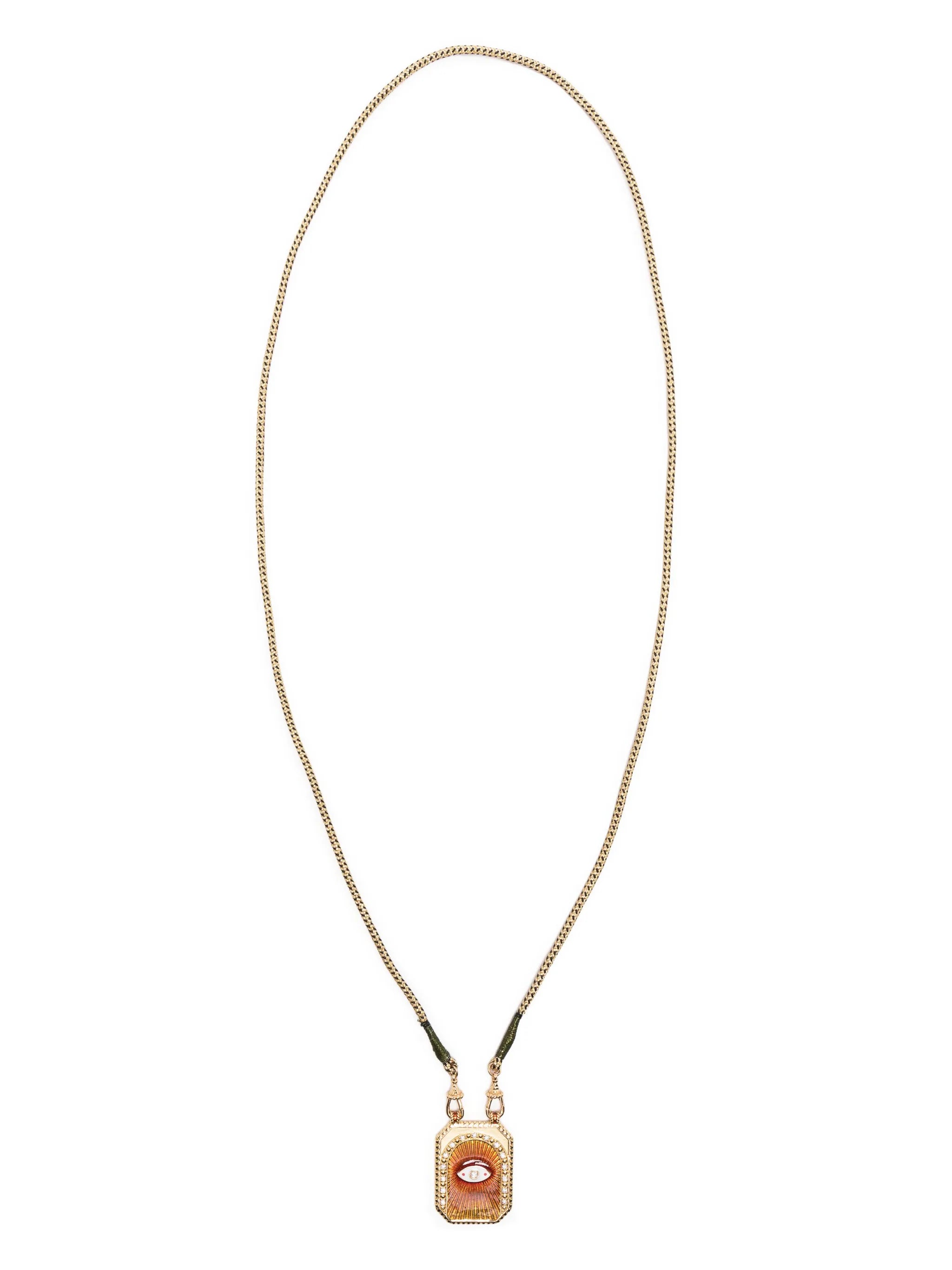 18kt yellow gold Eye Protect scapular necklace