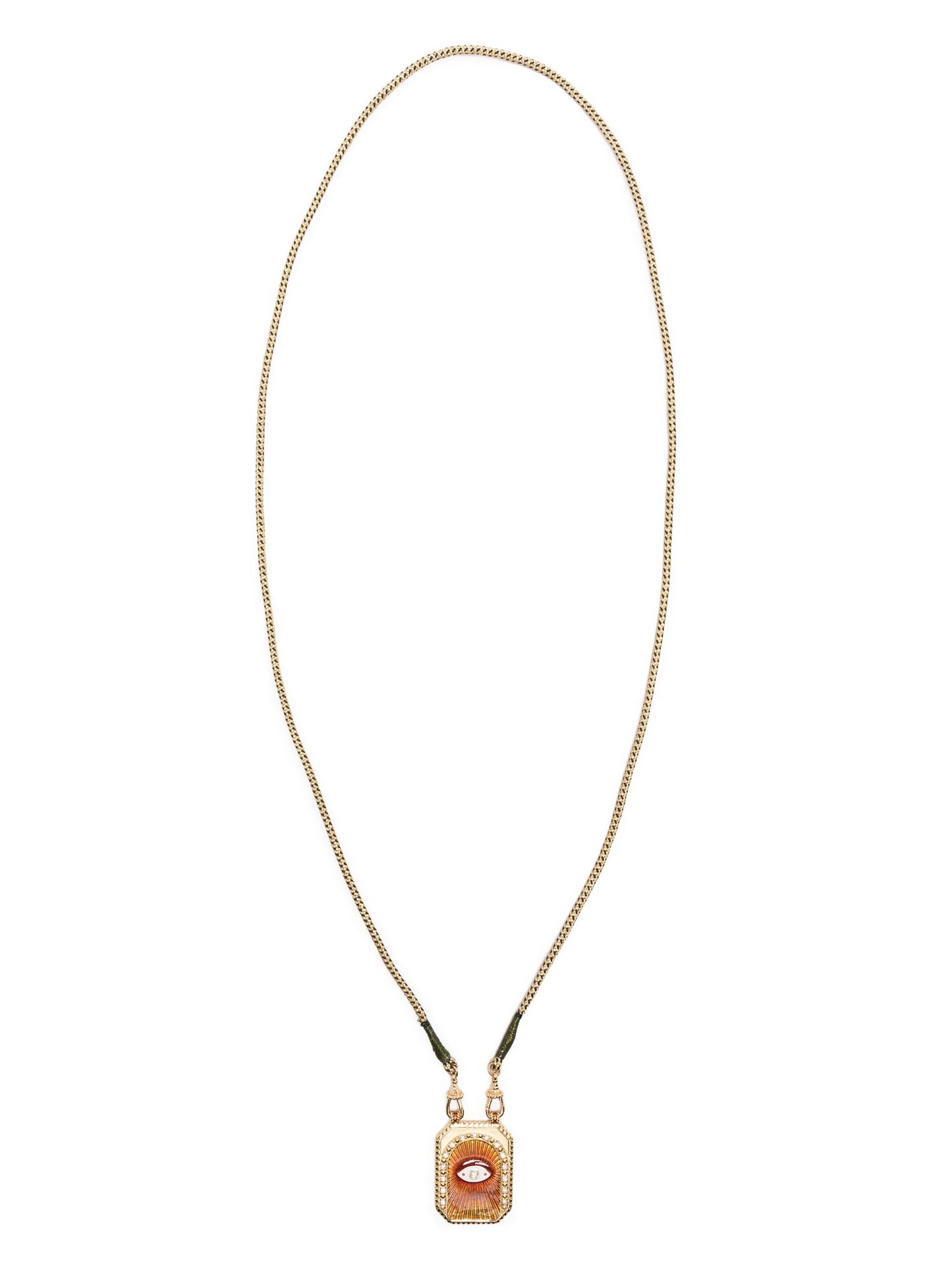 18kt yellow gold Eye Protect scapular necklace