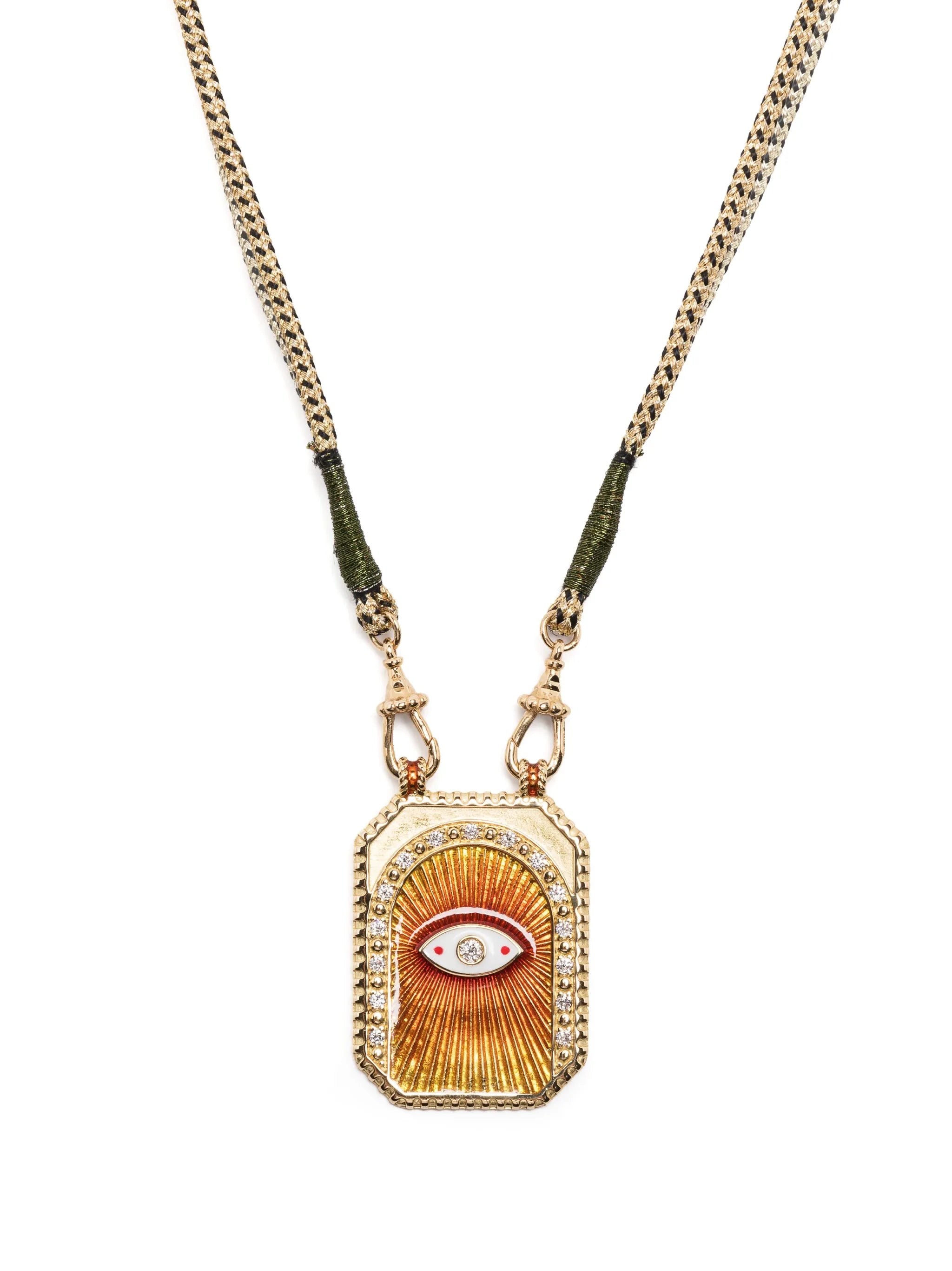 18kt yellow gold Eye Protect scapular necklace