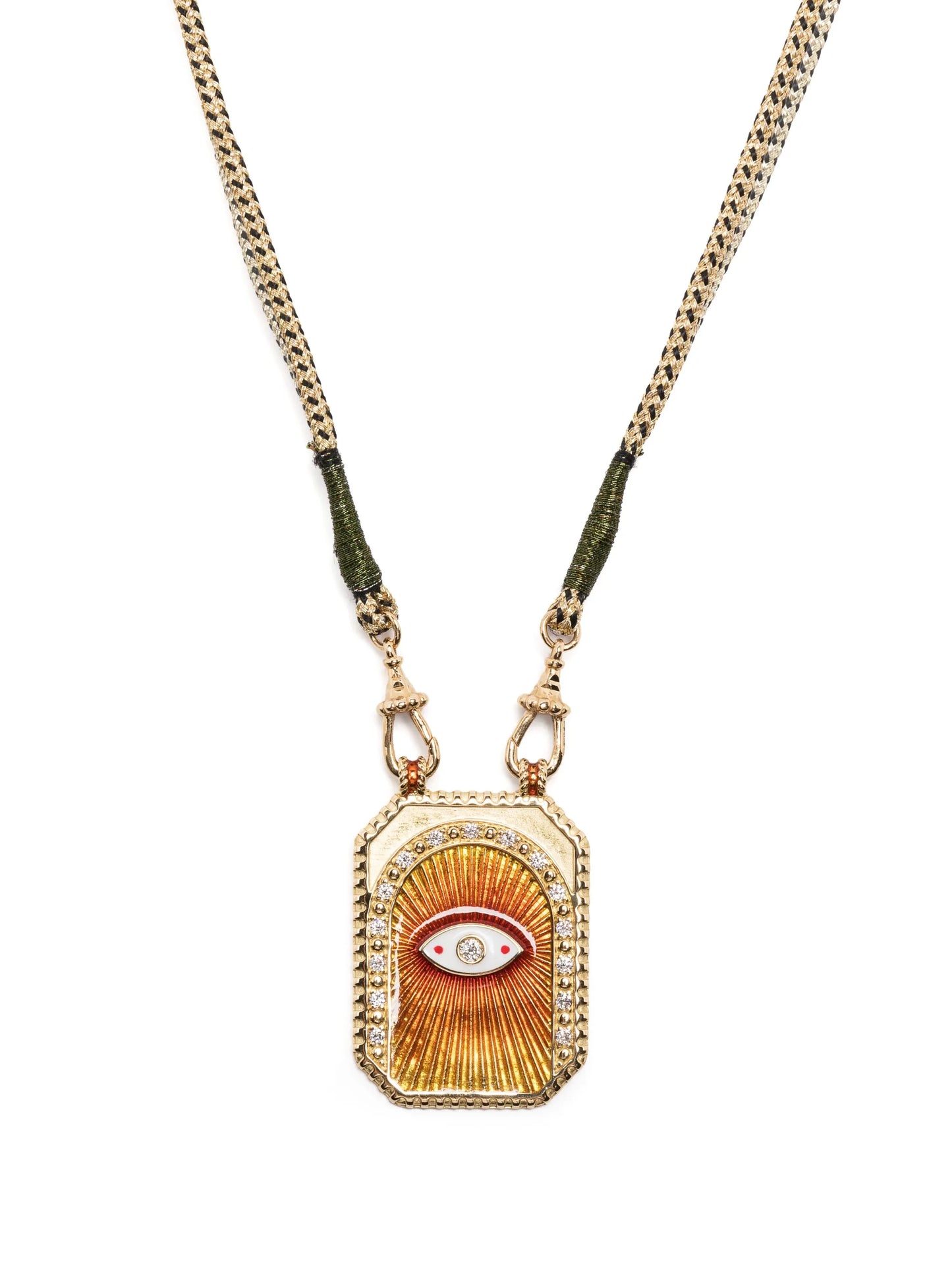 18kt yellow gold Eye Protect scapular necklace