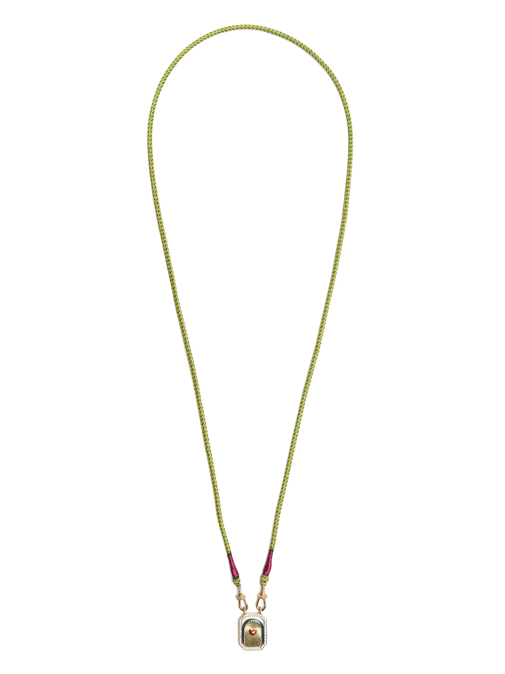 18kt yellow gold Heart diamond mini scapular necklace