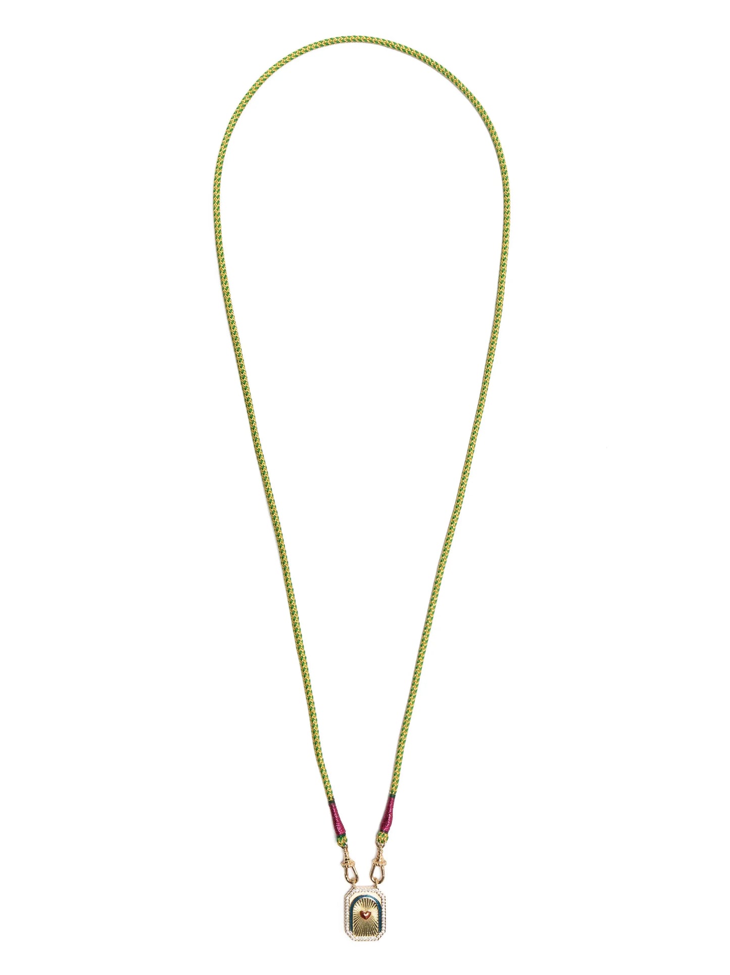 18kt yellow gold Heart diamond mini scapular necklace
