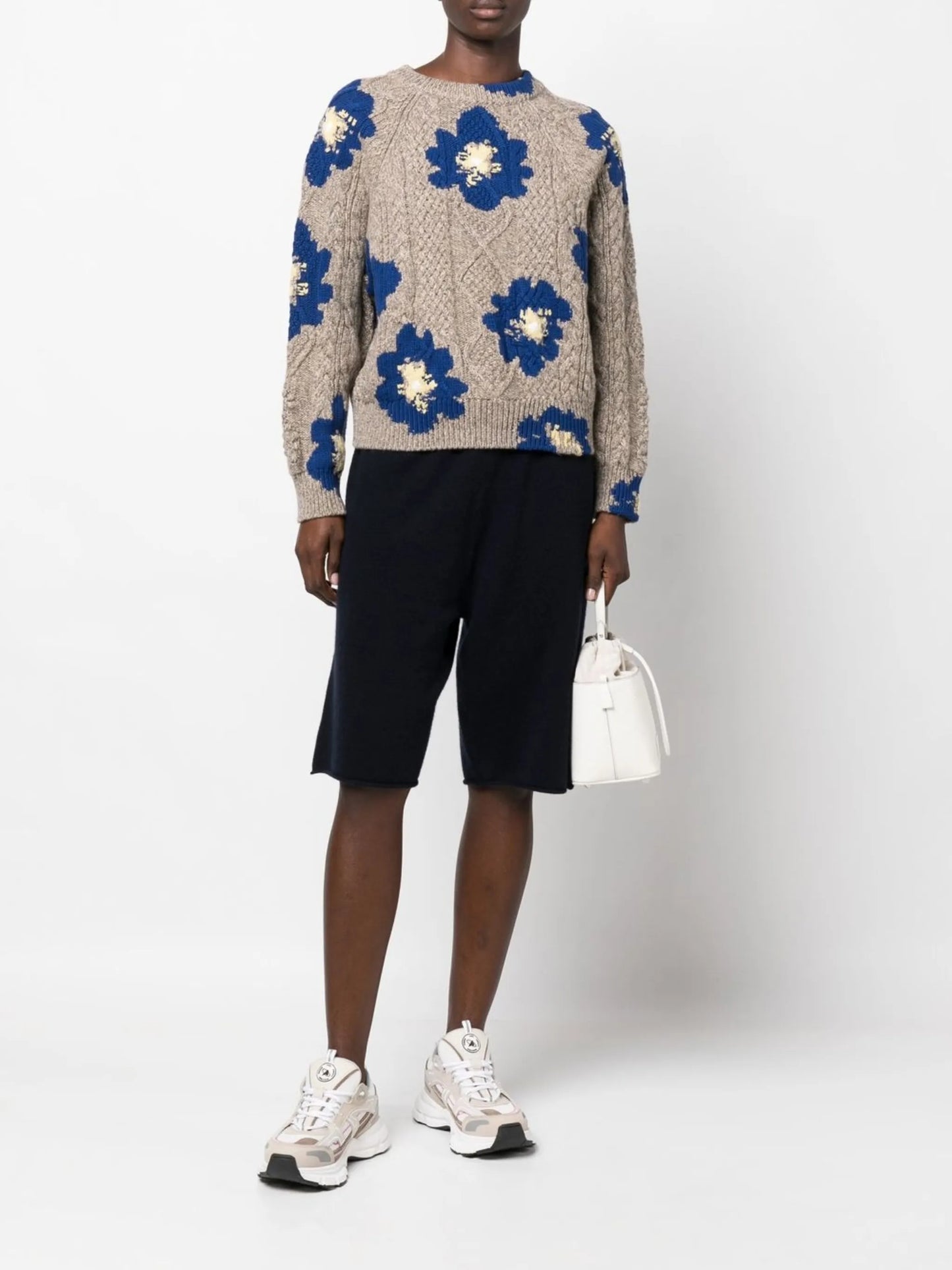 floral-pattern cashmere jumper