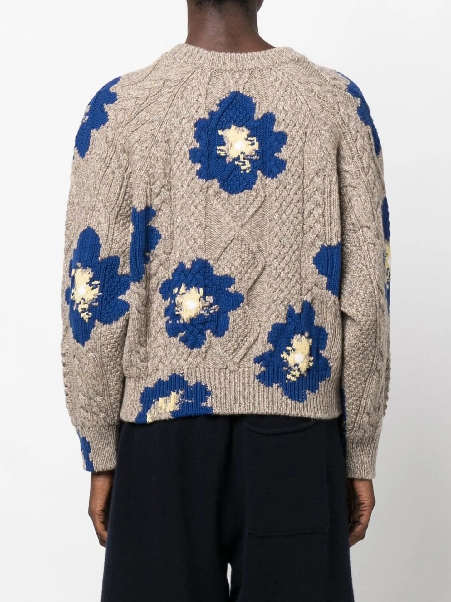 floral-pattern cashmere jumper