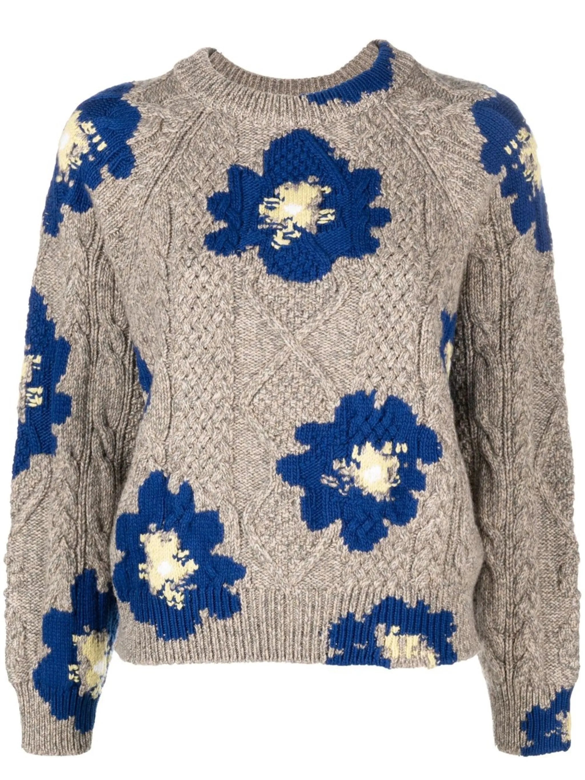 floral-pattern cashmere jumper