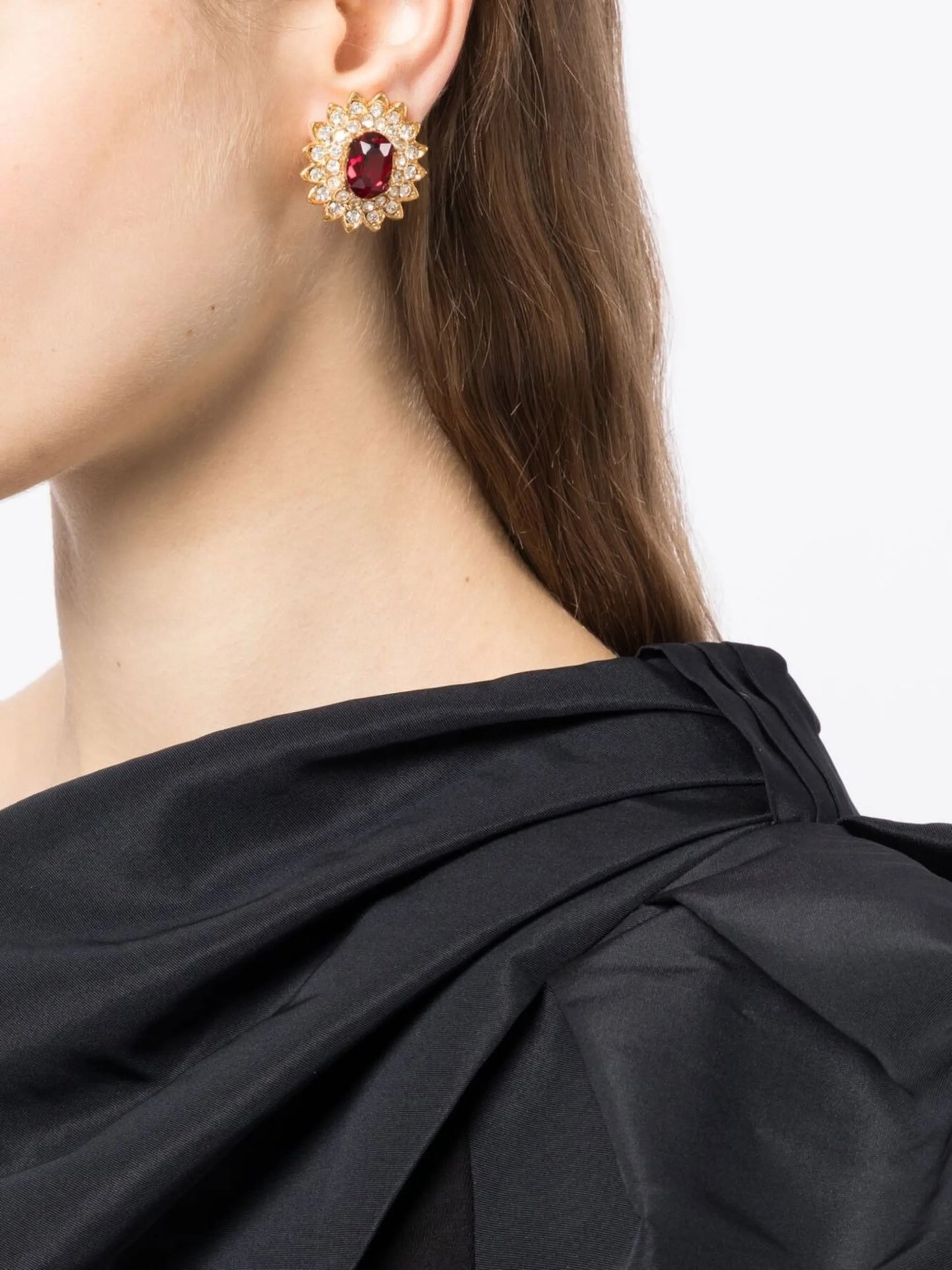 flower shaped clip earring