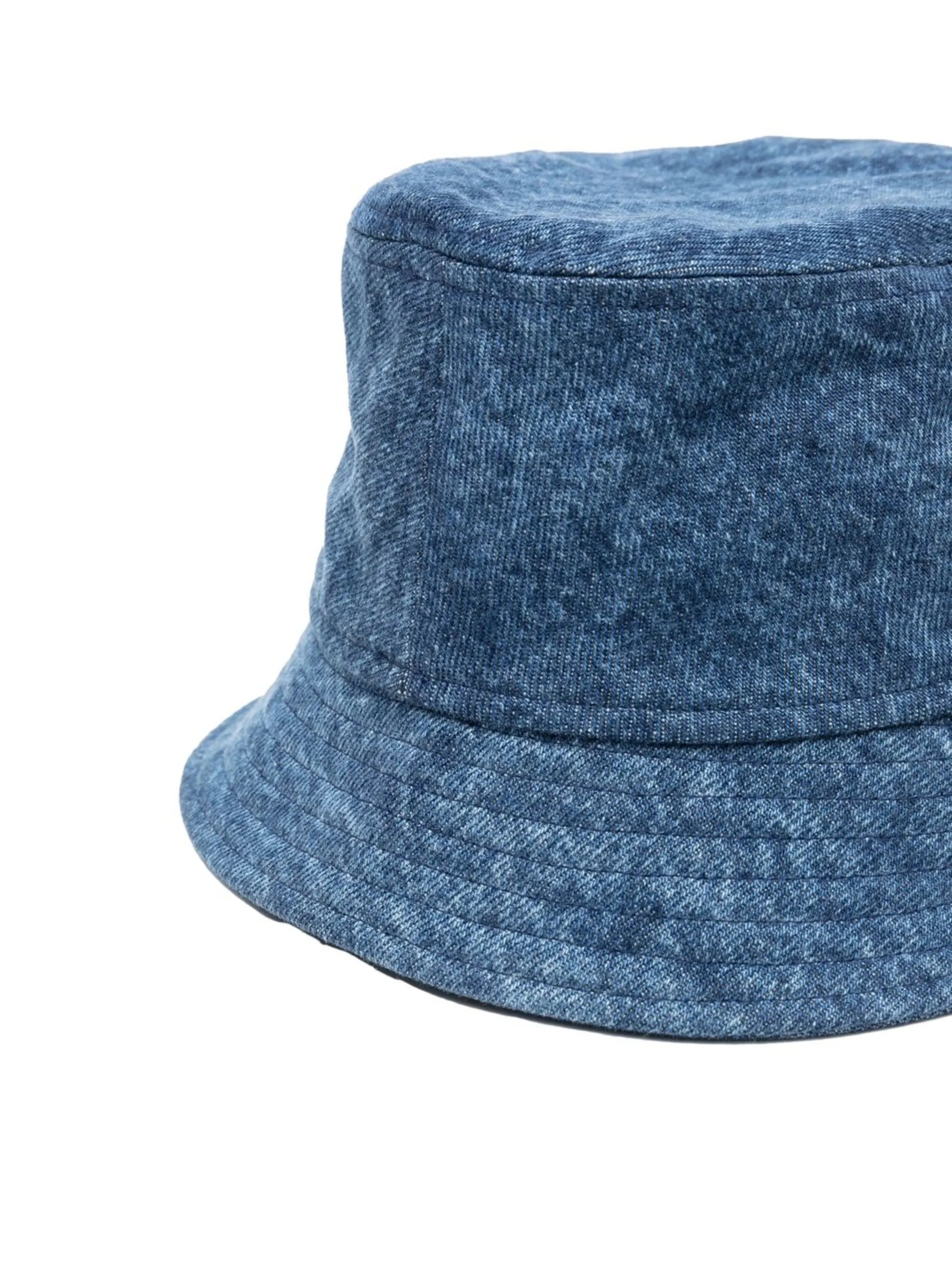 logo-print denim bucket hat