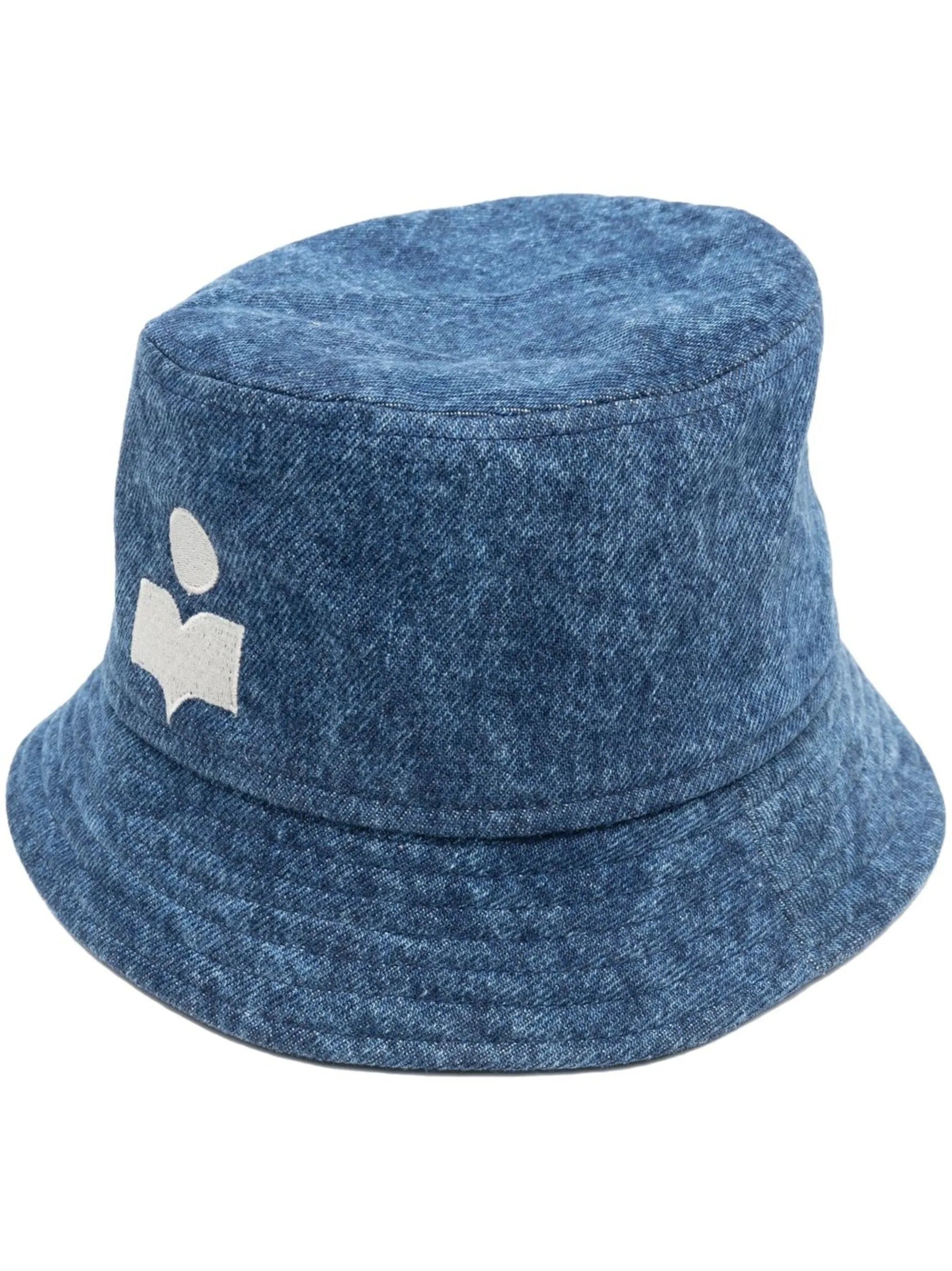 logo-print denim bucket hat
