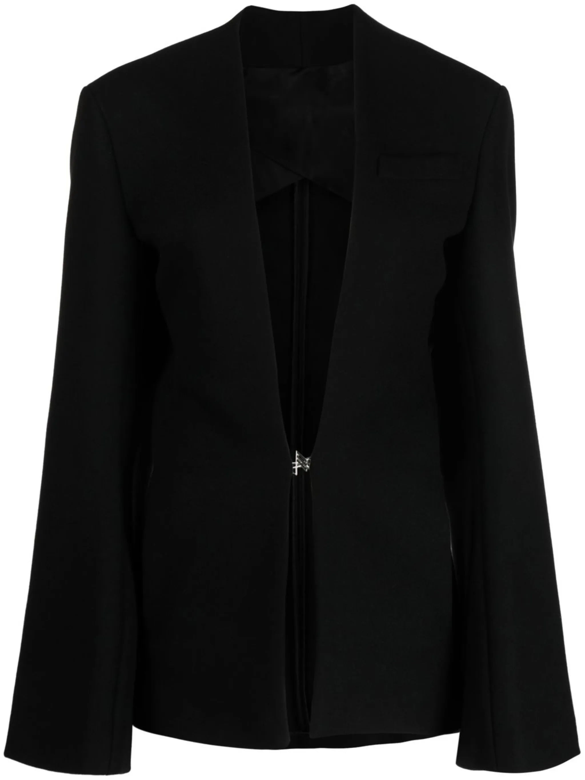 logo-button collarless cape jacket