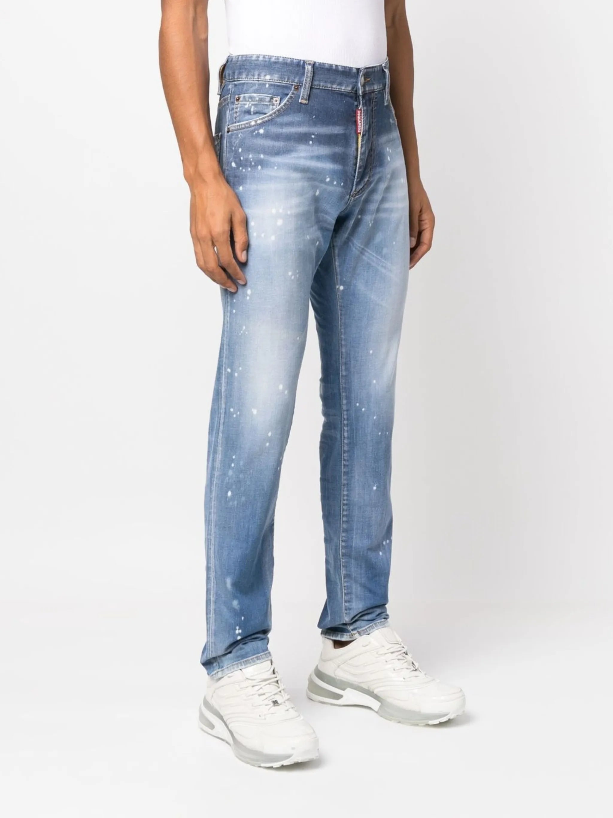 paint splatter-print jeans