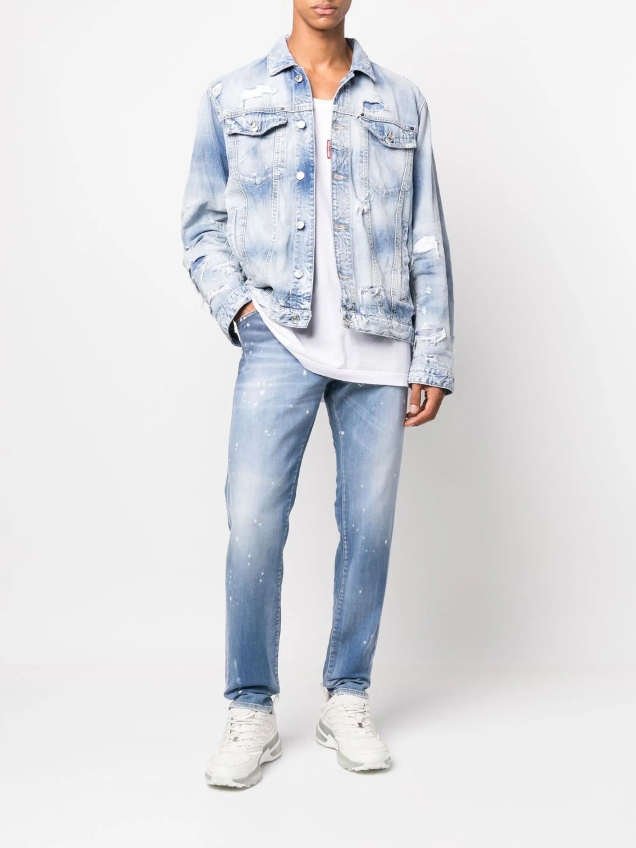 paint splatter-print jeans