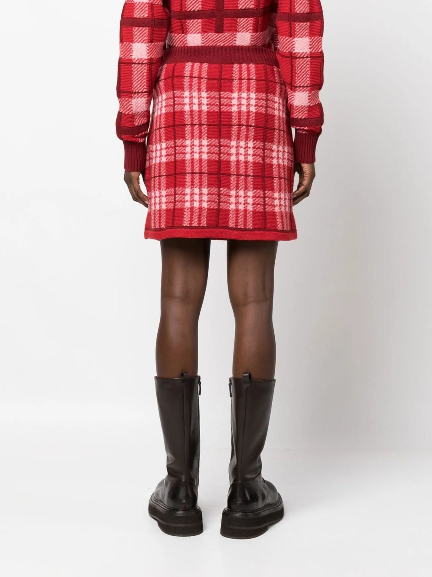 knitted check-print miniskirt