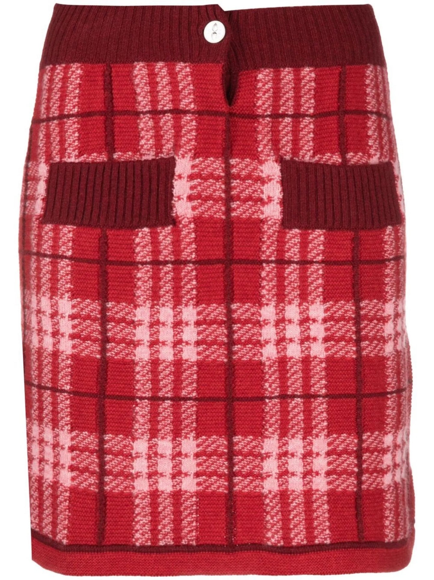 knitted check-print miniskirt
