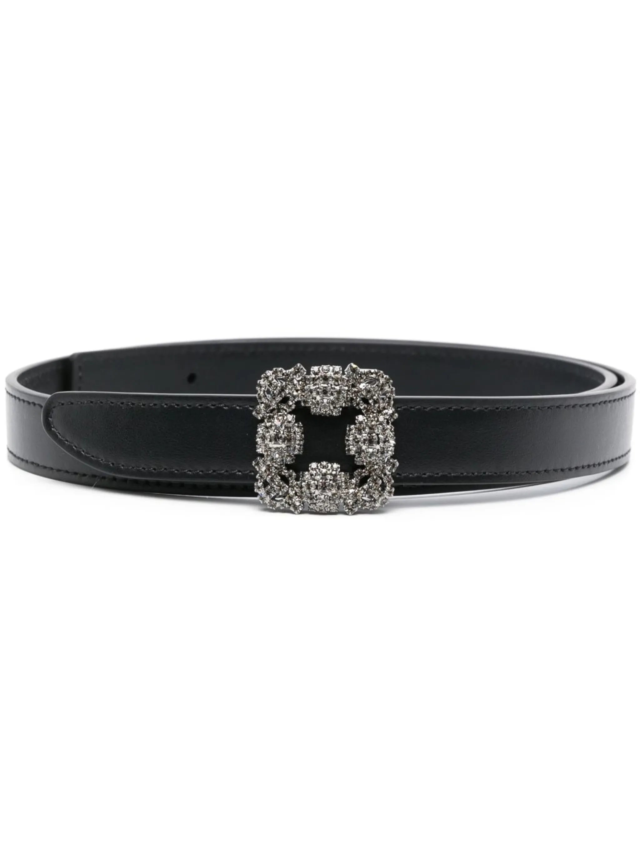 crystal-embellished leather belt
