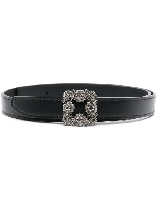 crystal-embellished leather belt