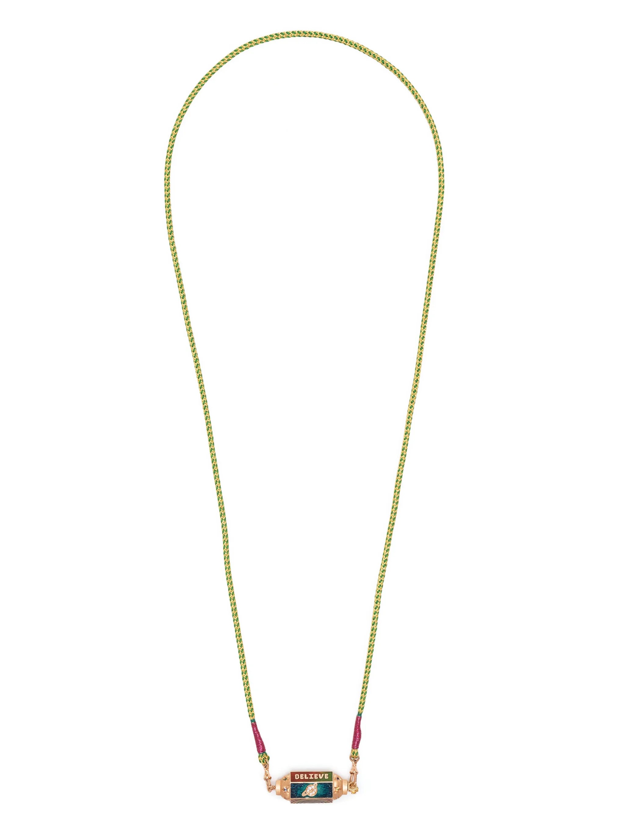 18kt rose gold Believe sapphire and diamond locket necklace