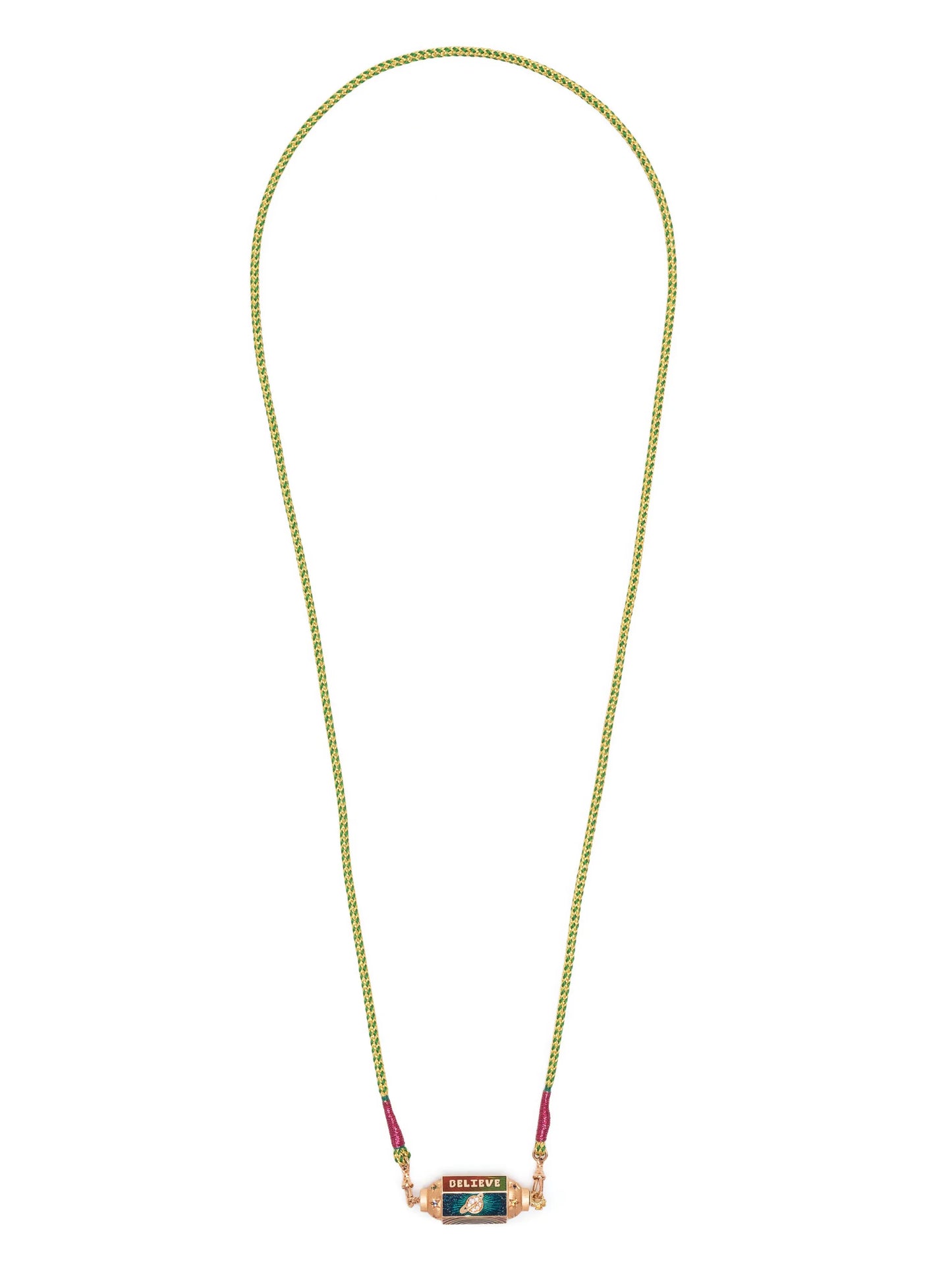 18kt rose gold Believe sapphire and diamond locket necklace