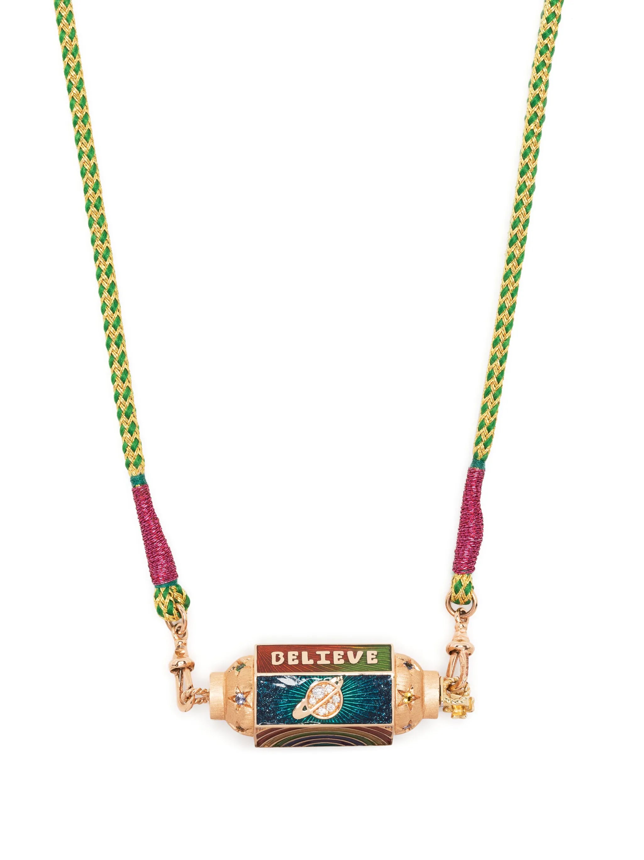 18kt rose gold Believe sapphire and diamond locket necklace