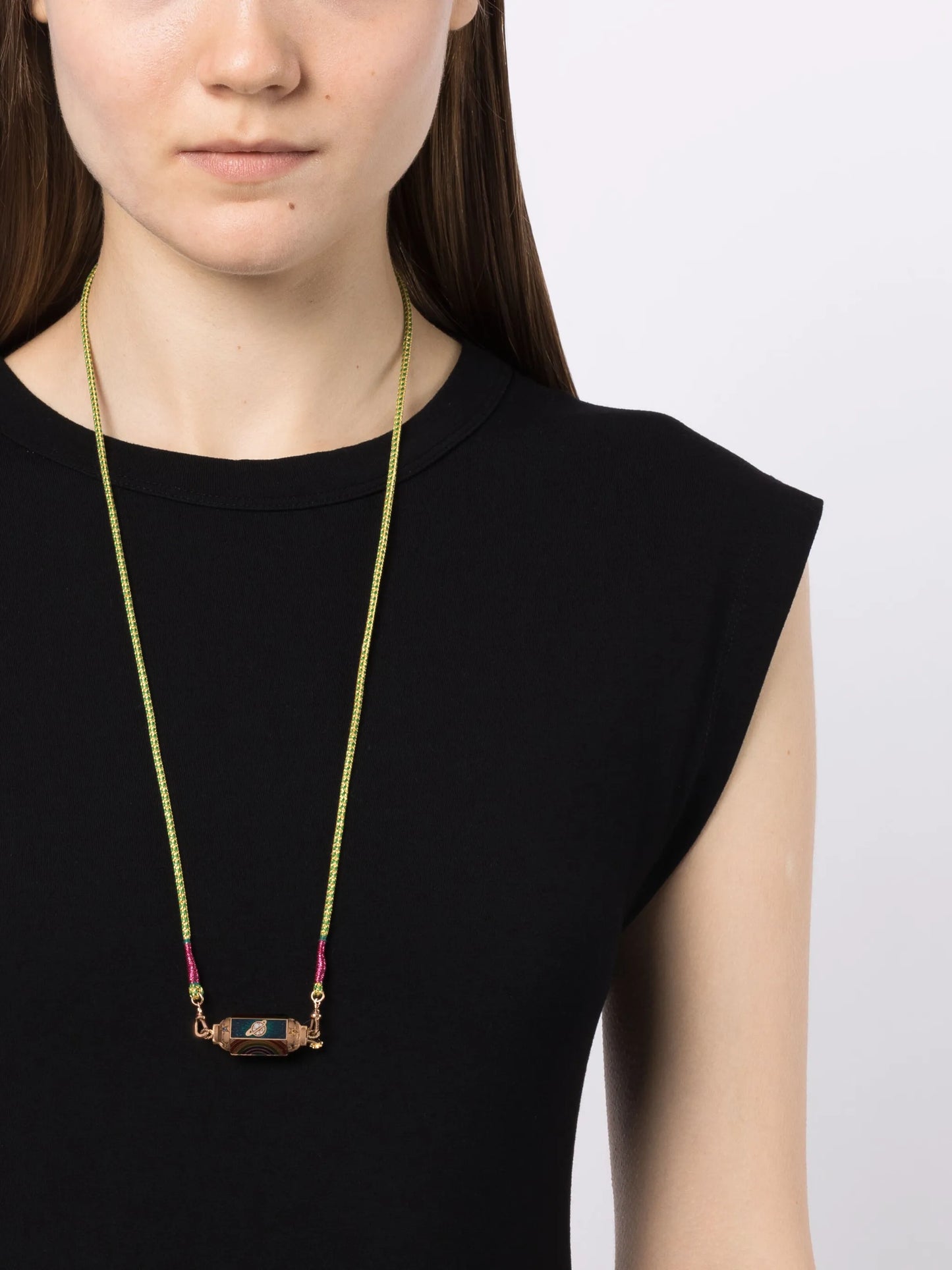18kt rose gold Believe sapphire and diamond locket necklace
