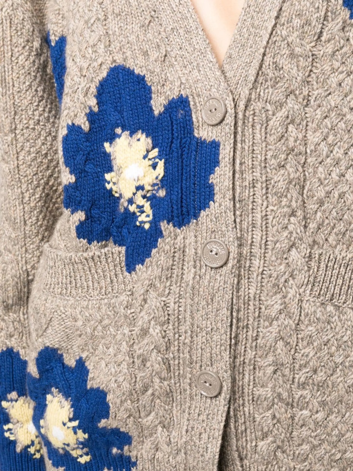 floral cable-knit cardigan