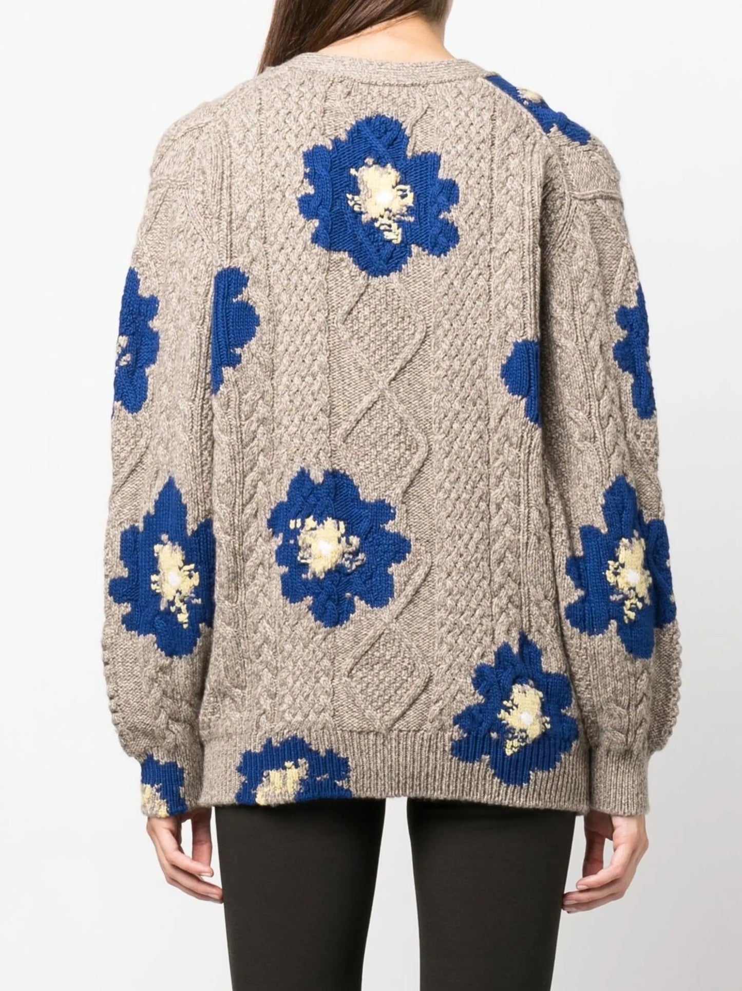 floral cable-knit cardigan