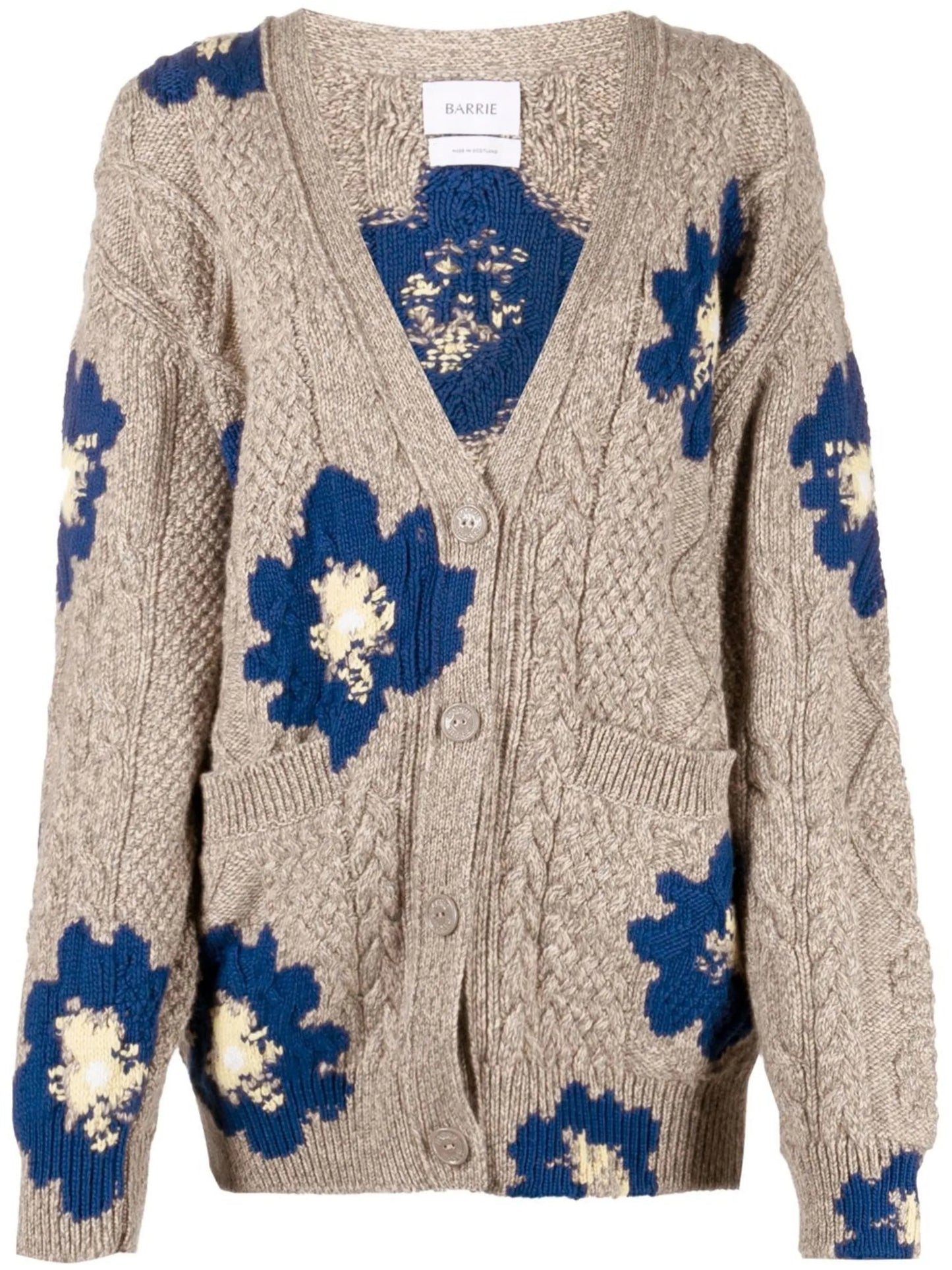 floral cable-knit cardigan