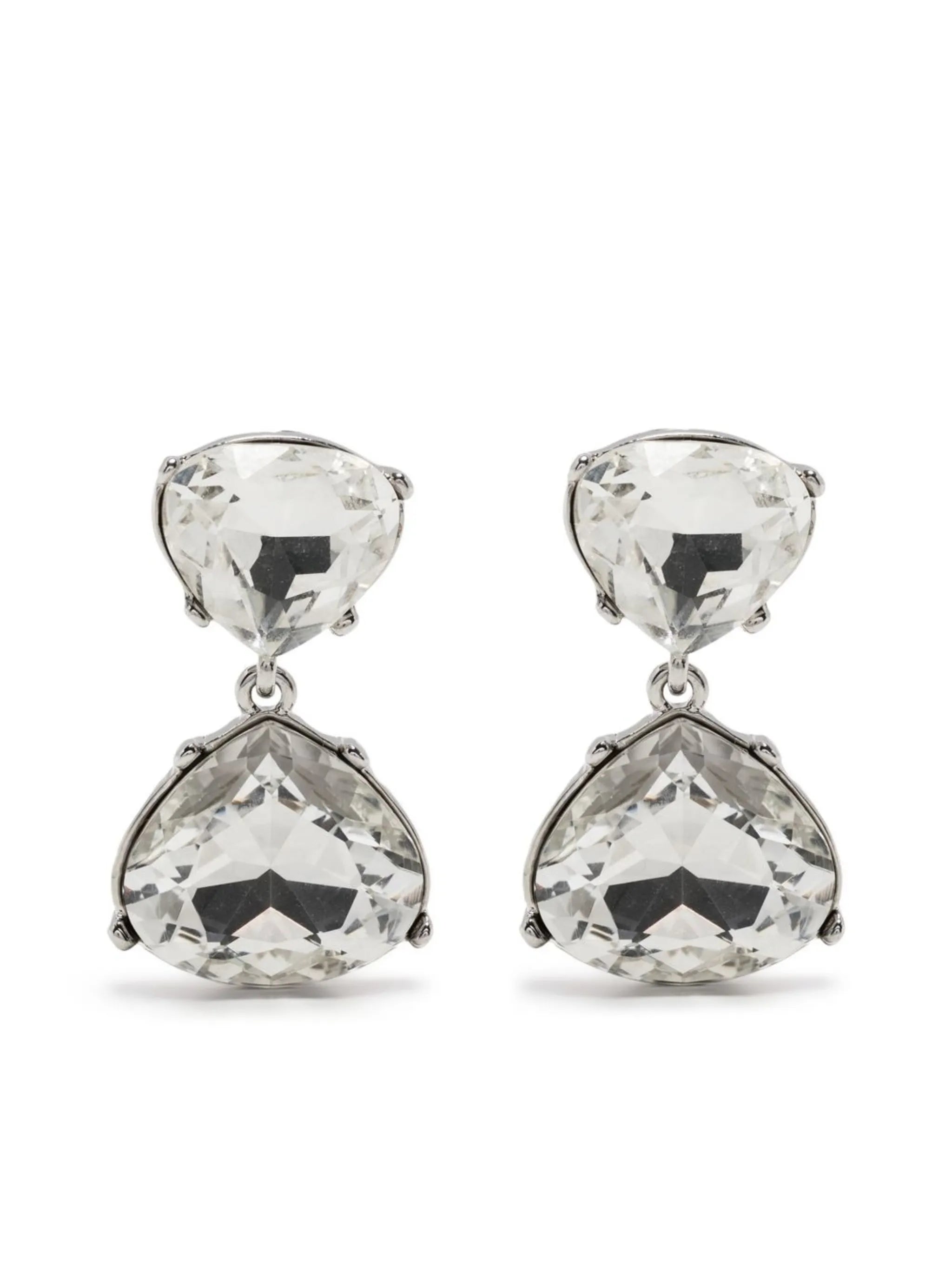 crystal drop clip earrings