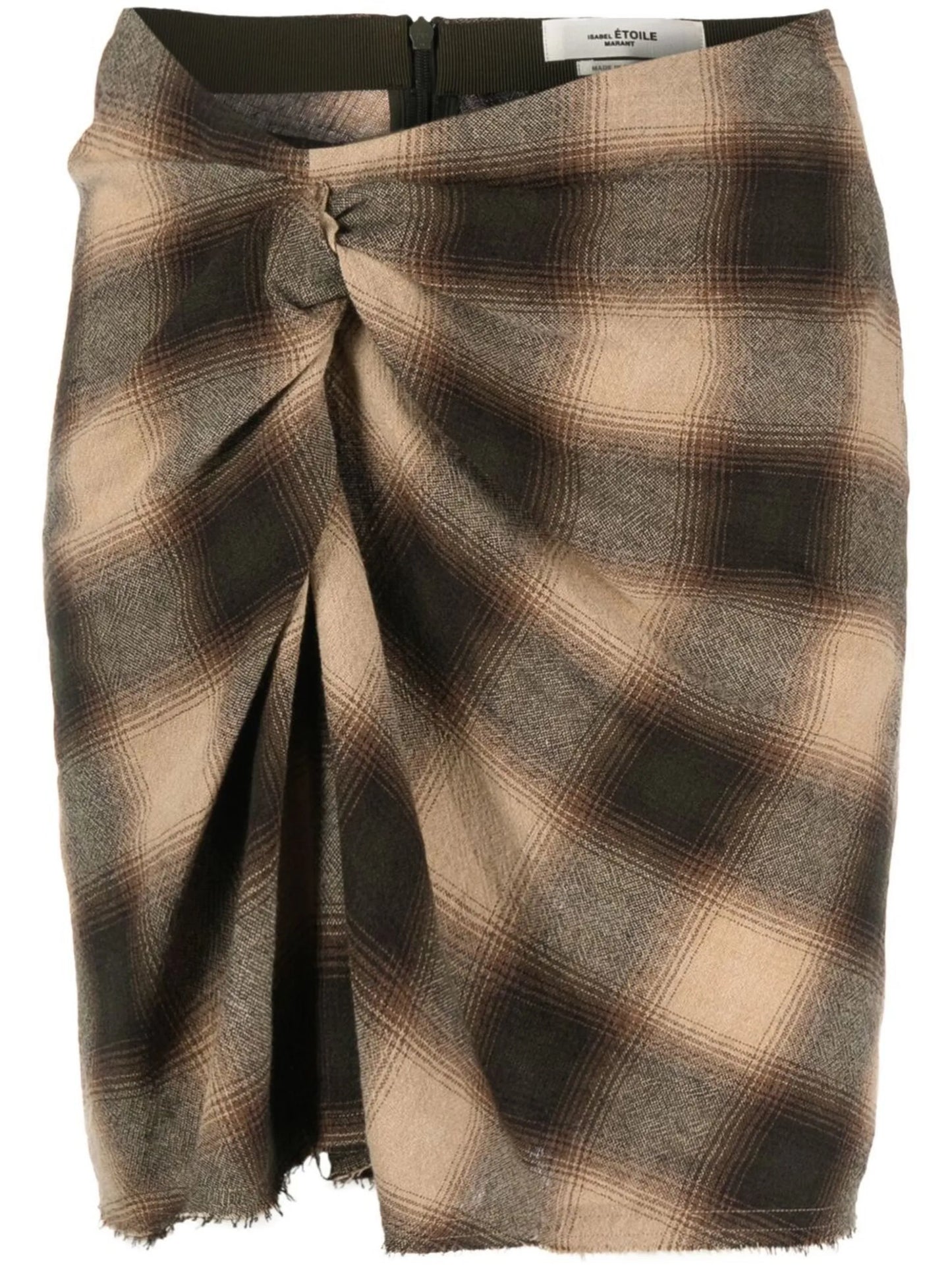 check-print ruched mini skirt