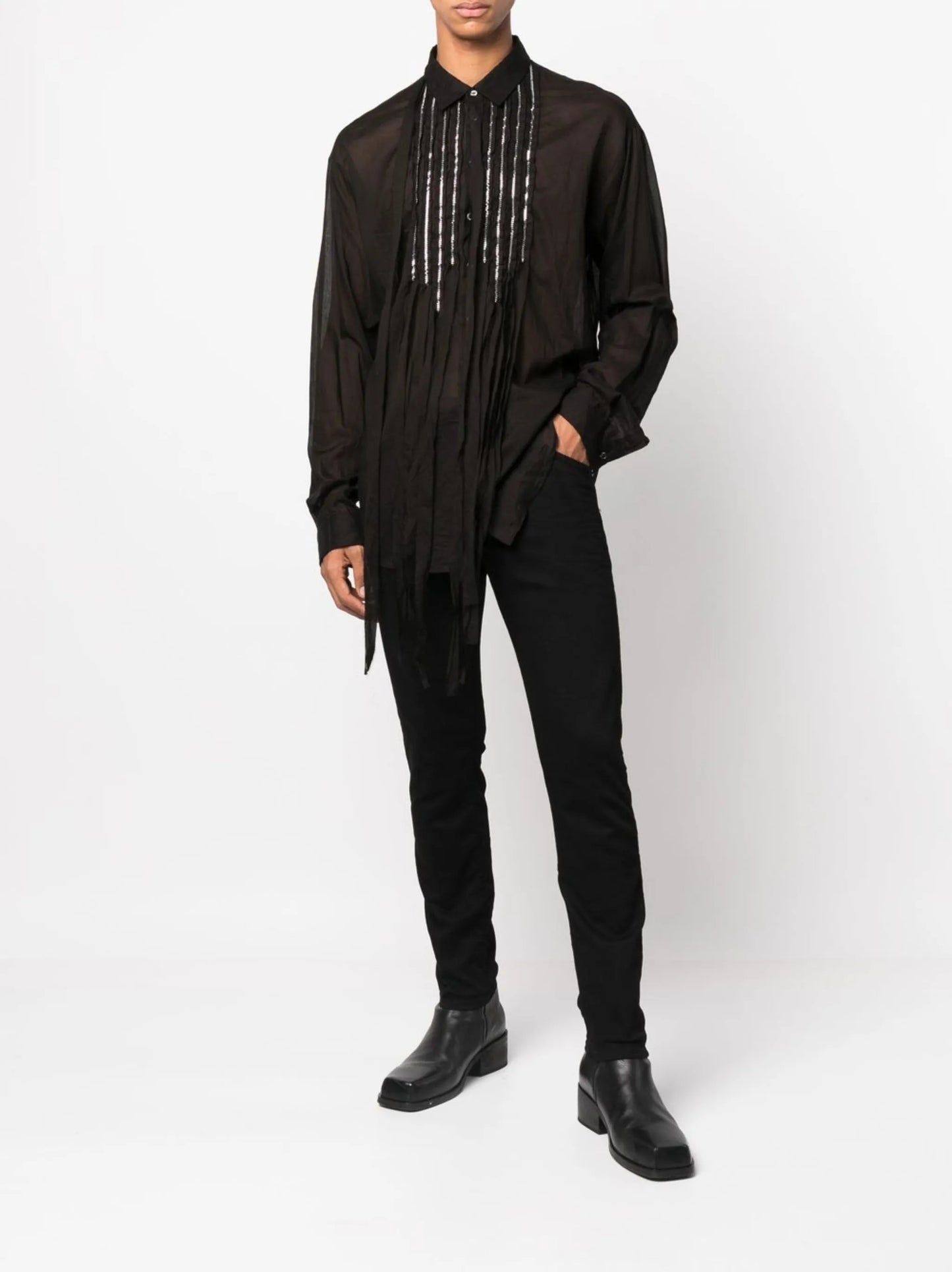 logo-patch slim-cut jeans
