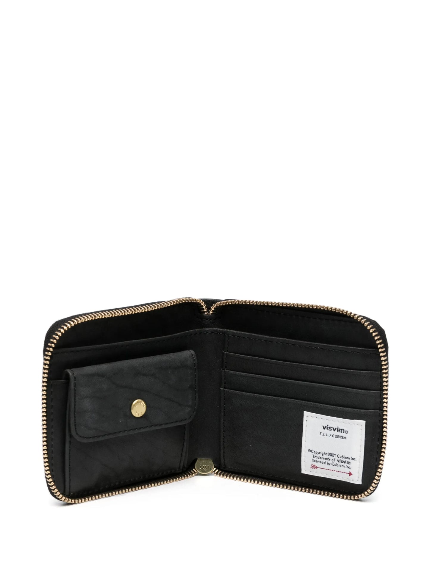 embossed-logo zip-fastening wallet
