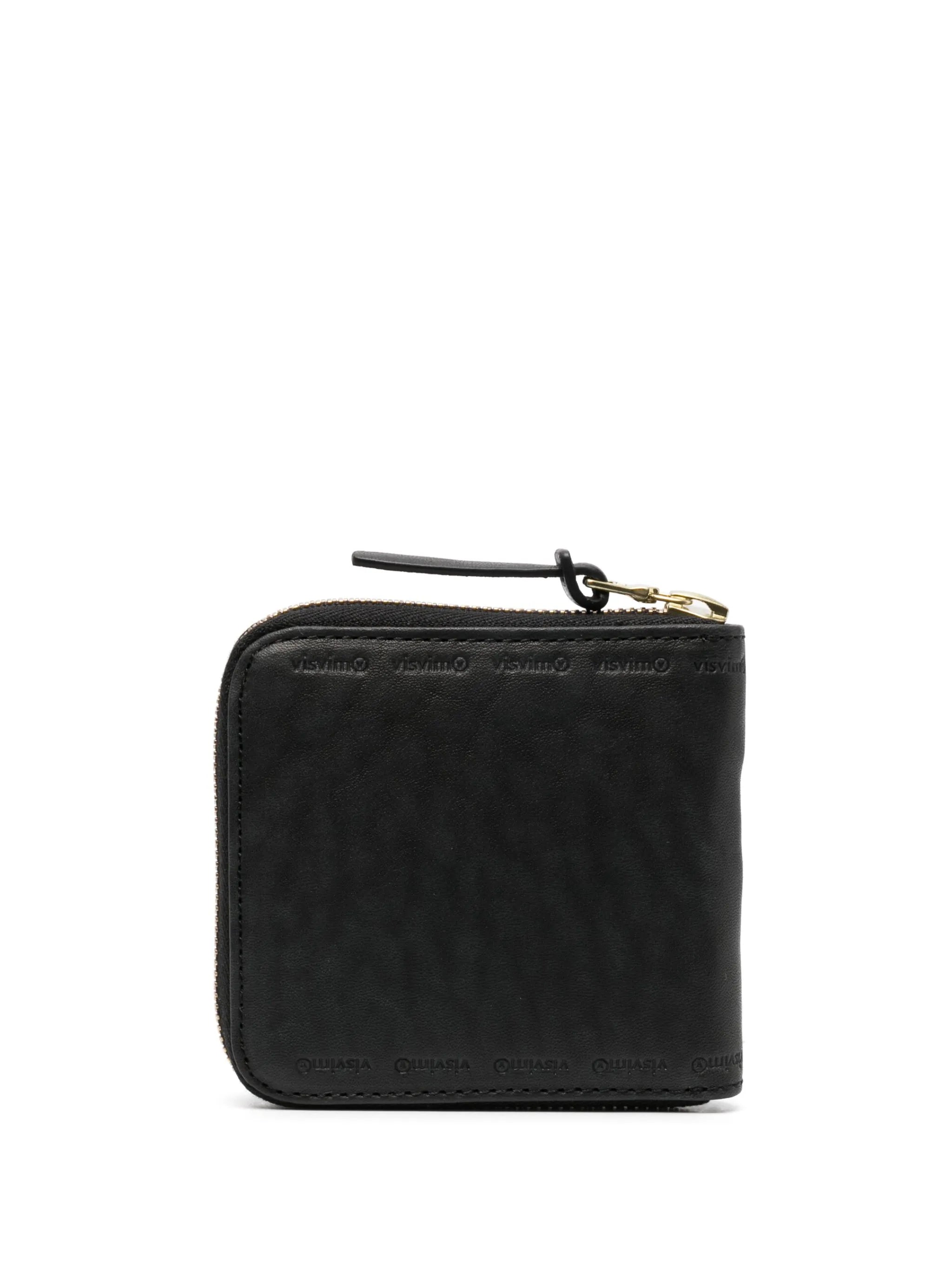 embossed-logo zip-fastening wallet