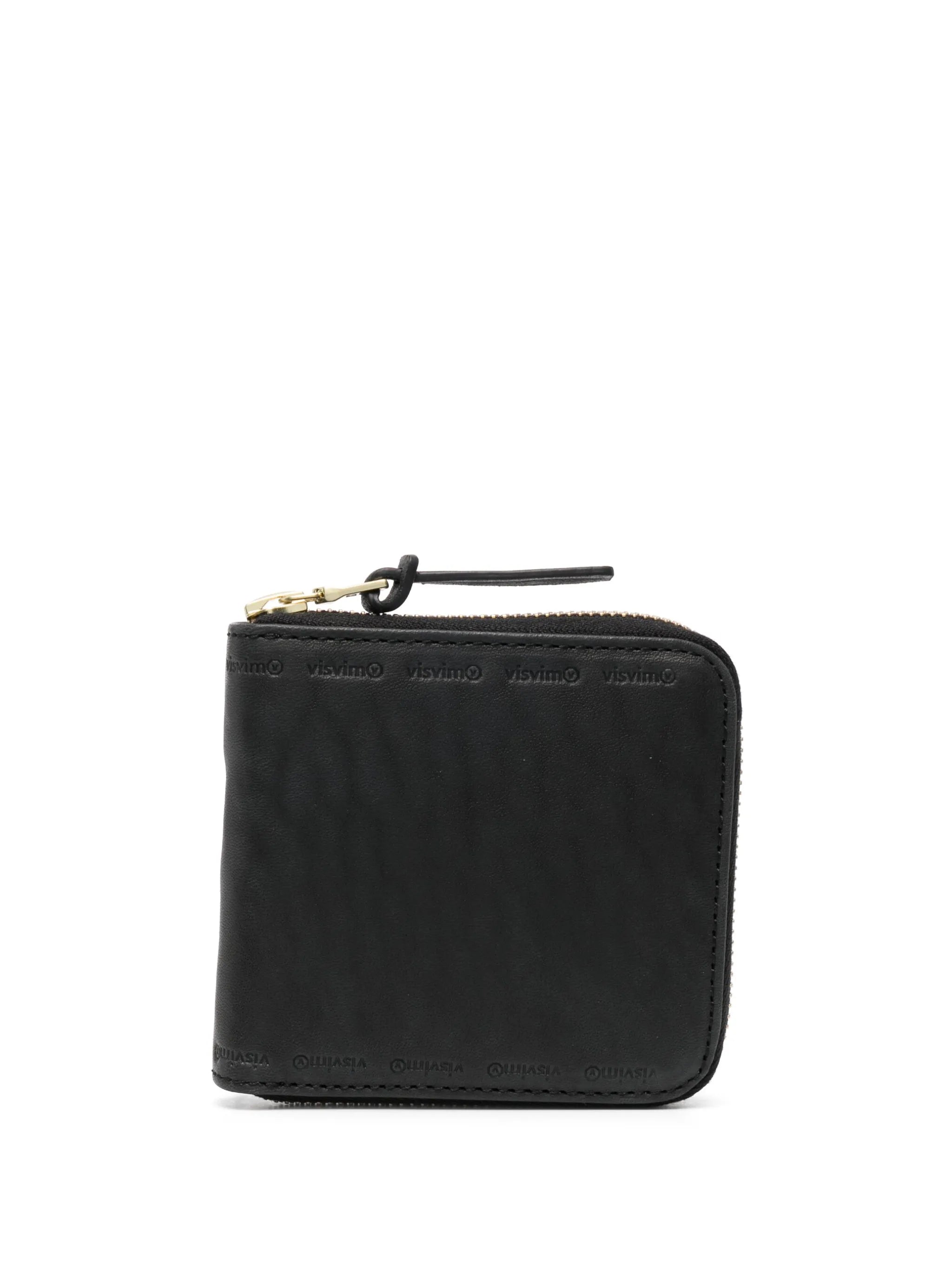 embossed-logo zip-fastening wallet