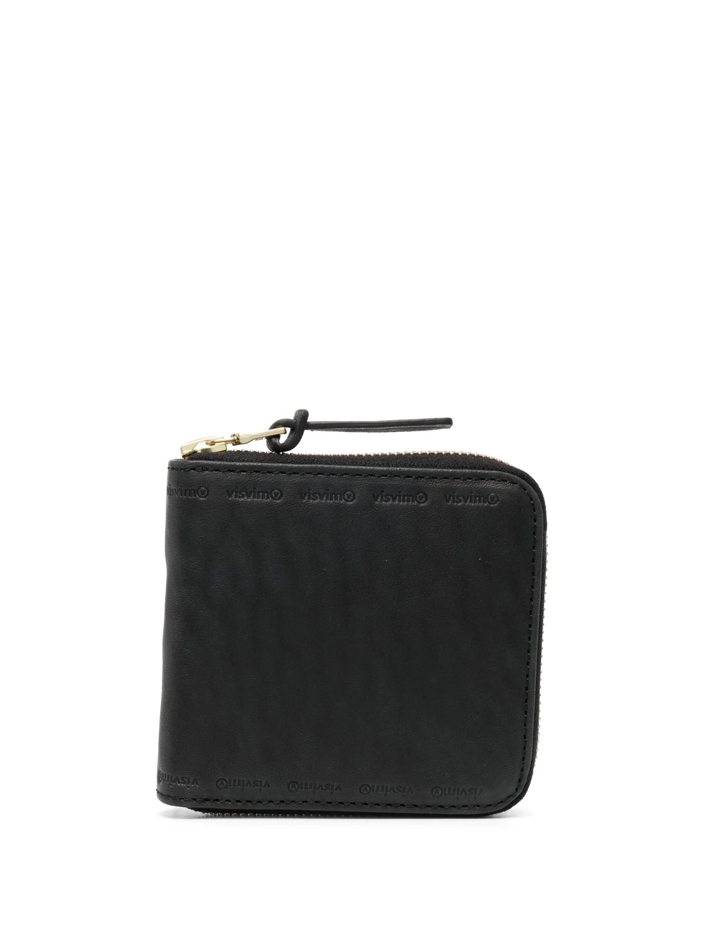 embossed-logo zip-fastening wallet