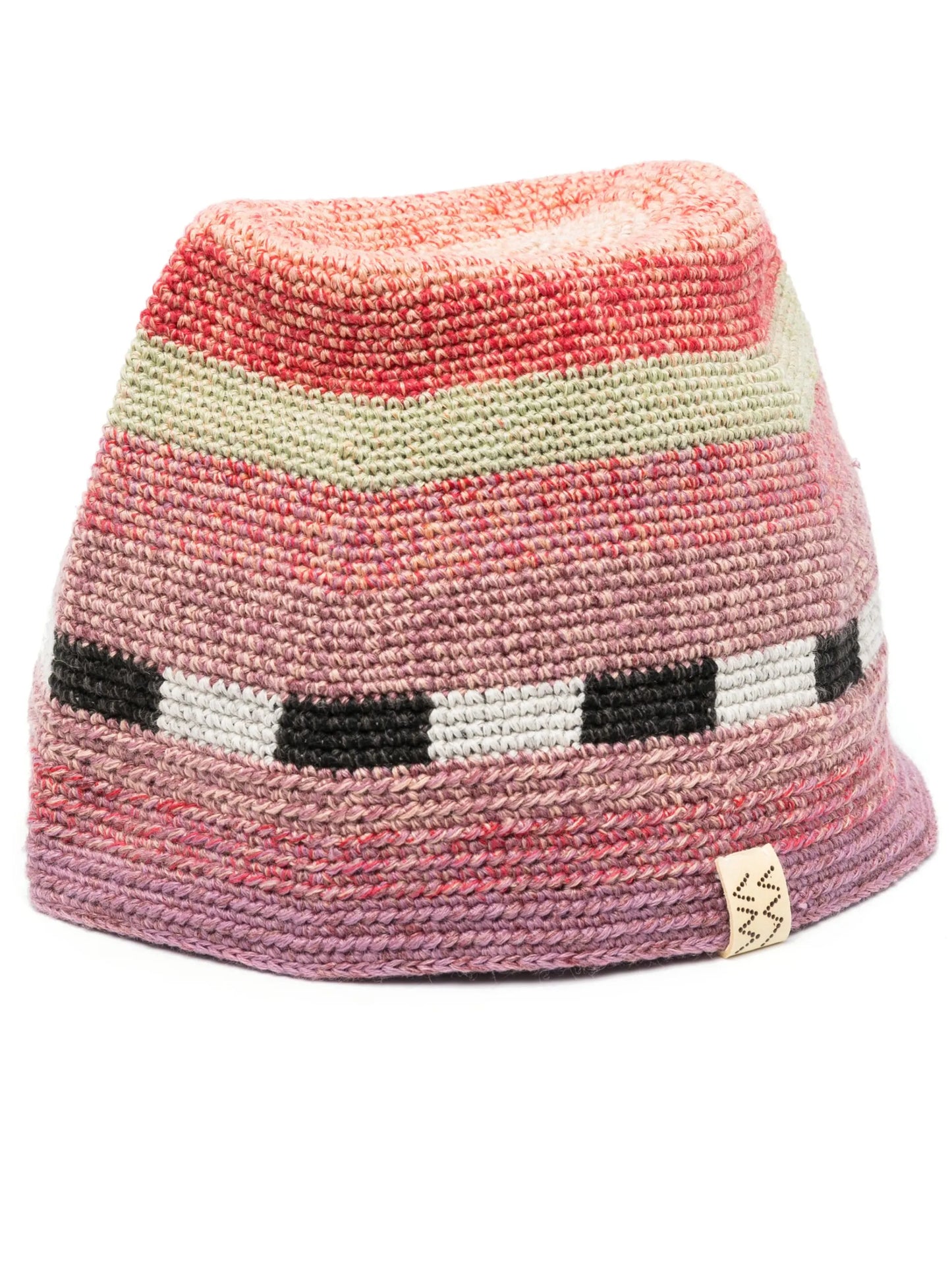 striped crochet-knit bucket hat