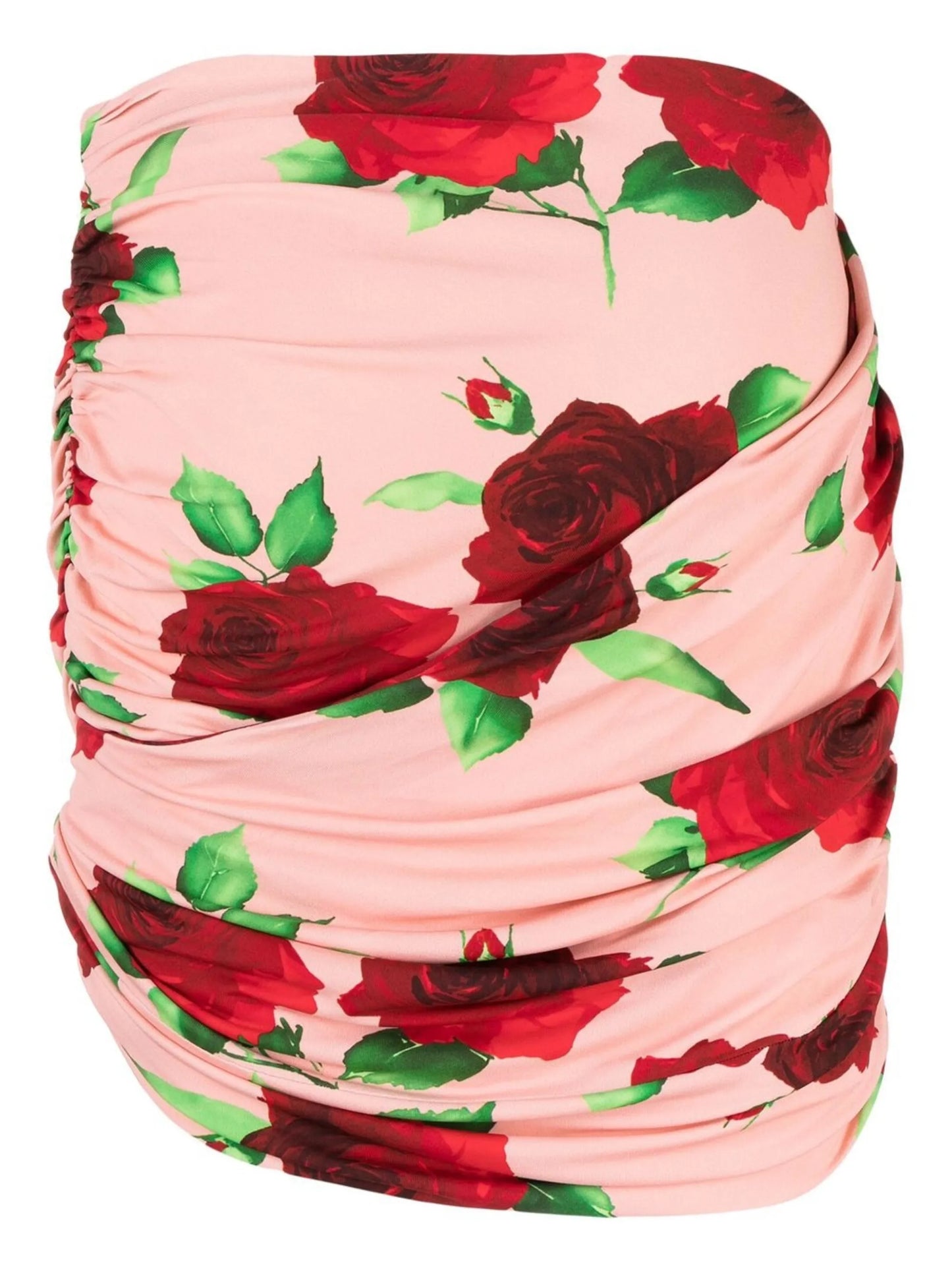 floral-print ruched mini skirt