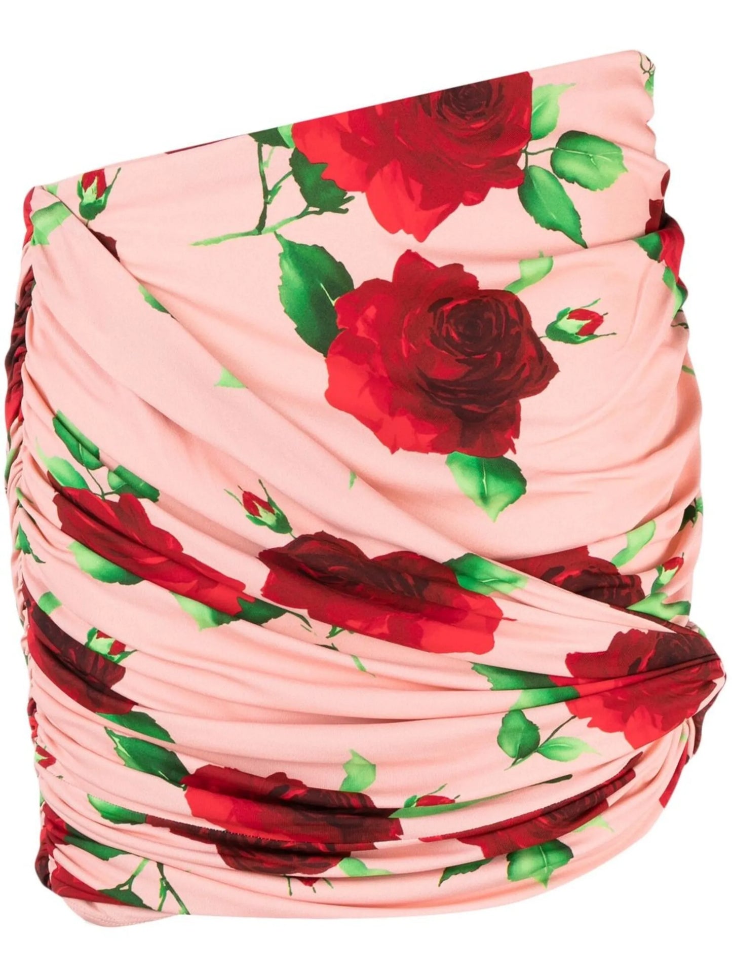 floral-print ruched mini skirt