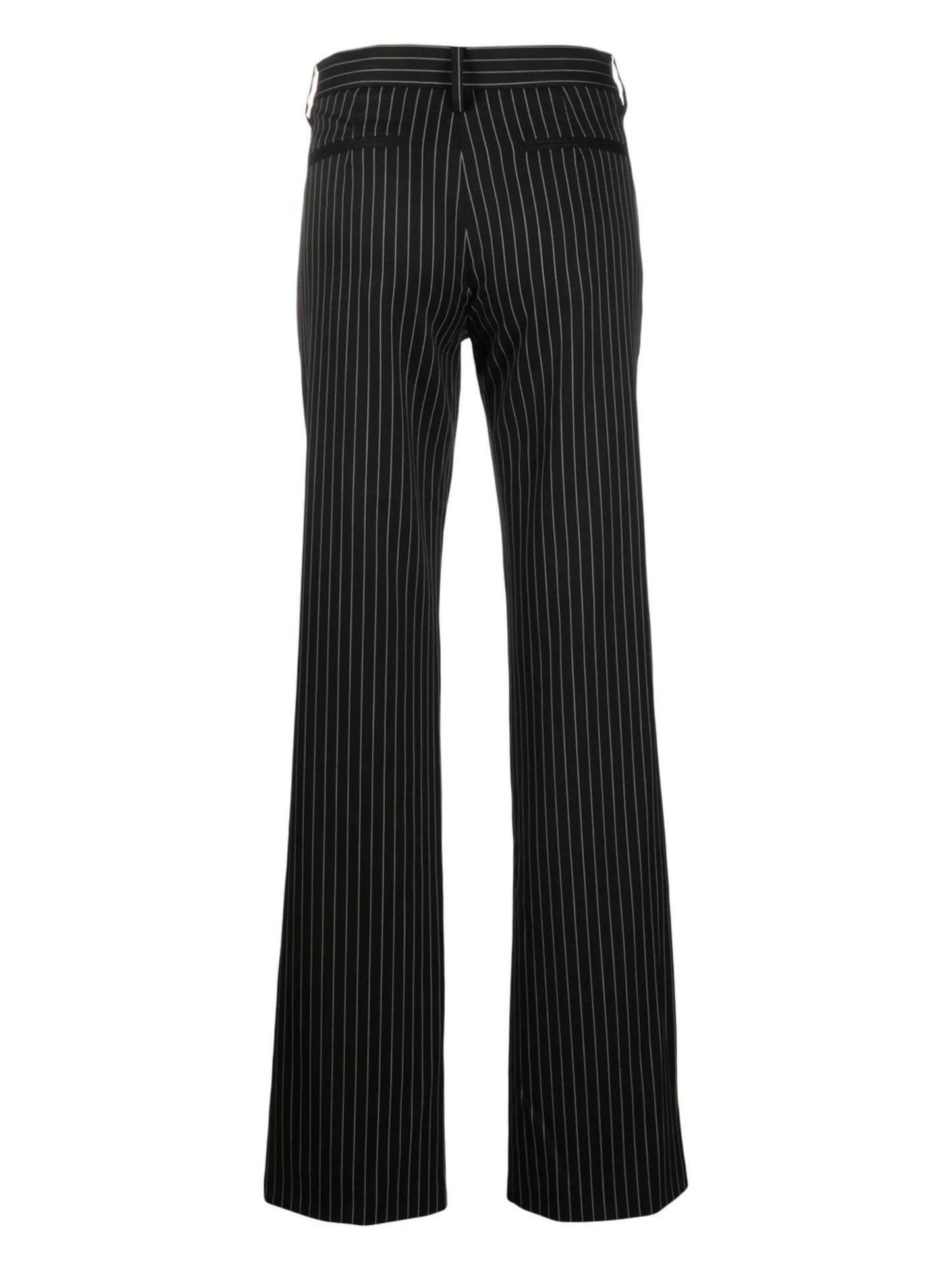 high-waisted pinstripe trousers